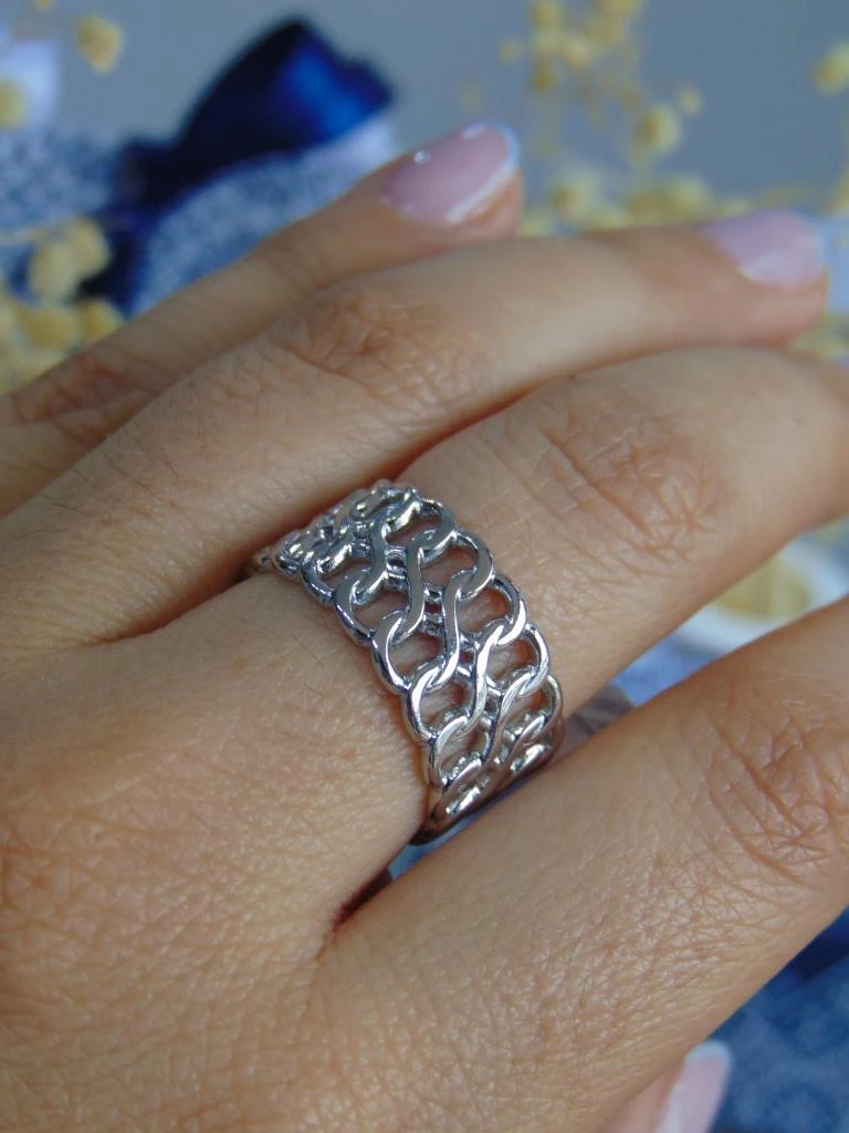 ANILLO ACERO PLATE 2 LINEAS AJUSTABLE ESLABON 