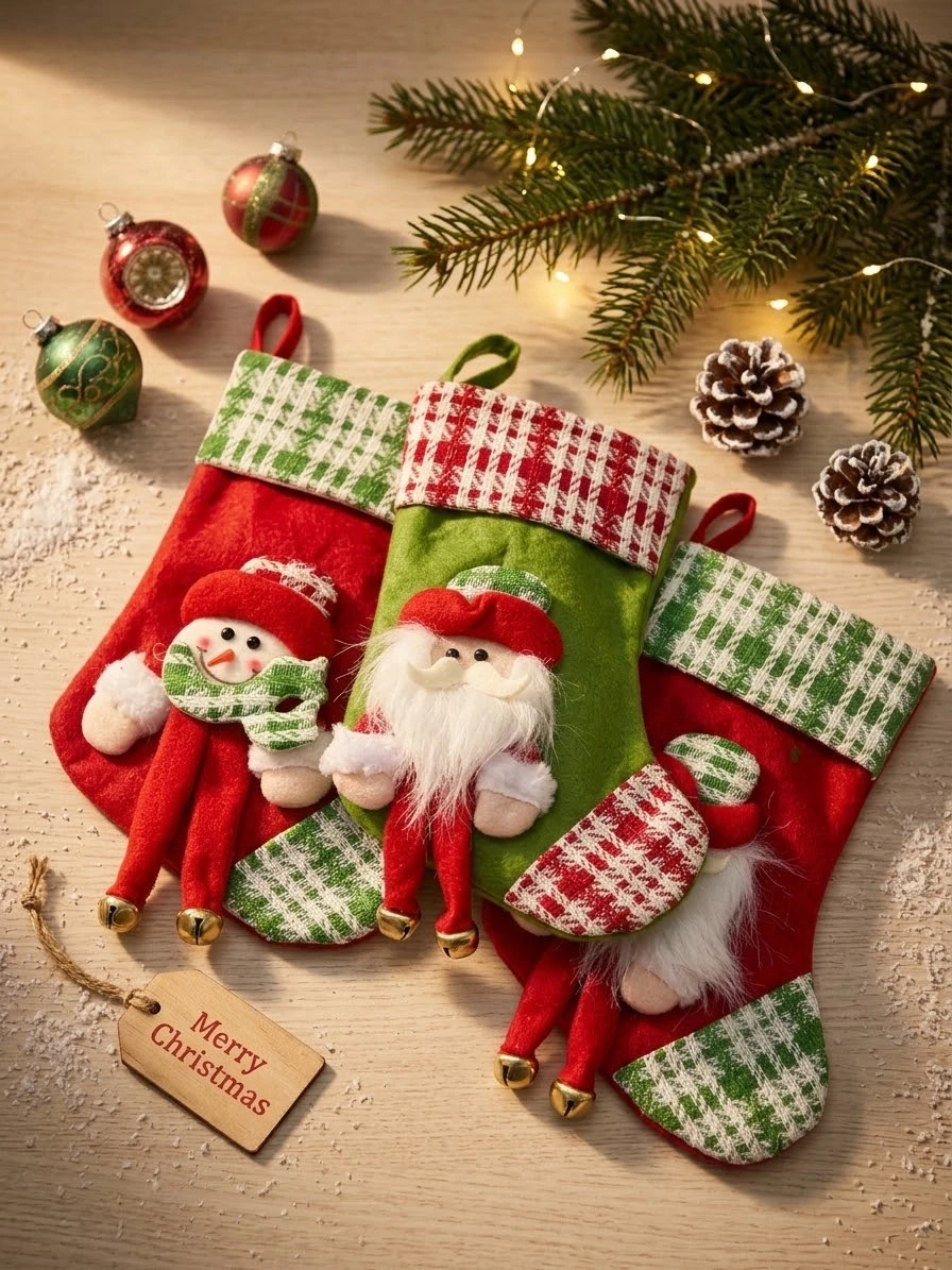 🎄 Botas Navideñas Decorativas en Relieve 🎄