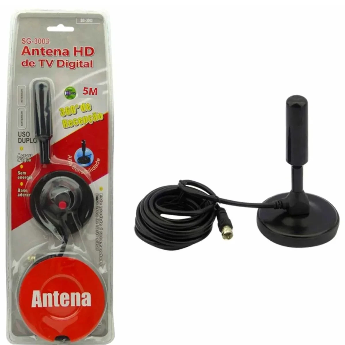 Antena TV Digital HD con Cable Coaxial de Cobre 5m | Electrónica Joma