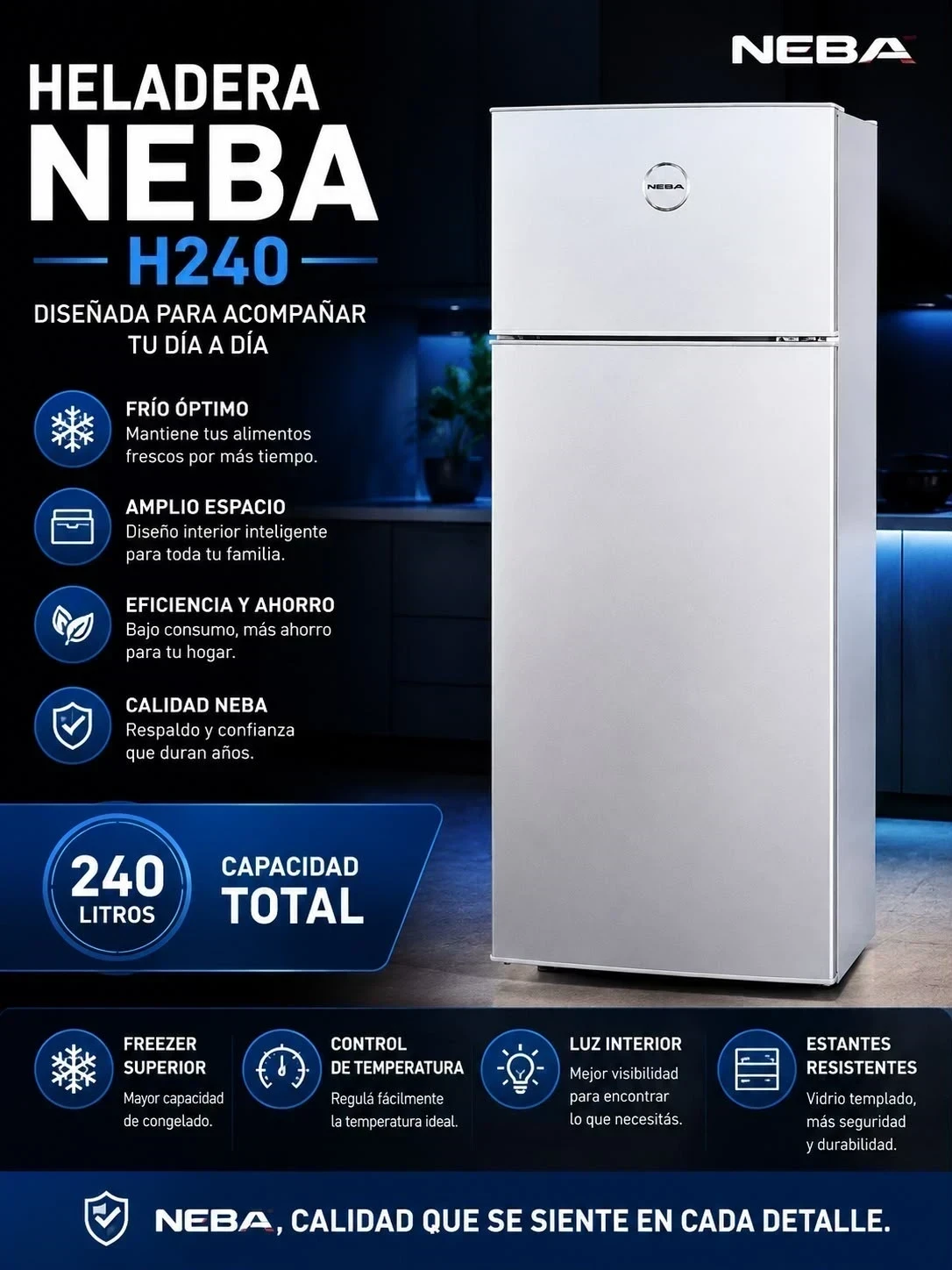 HELADERA NEBA BLANCA 239lts