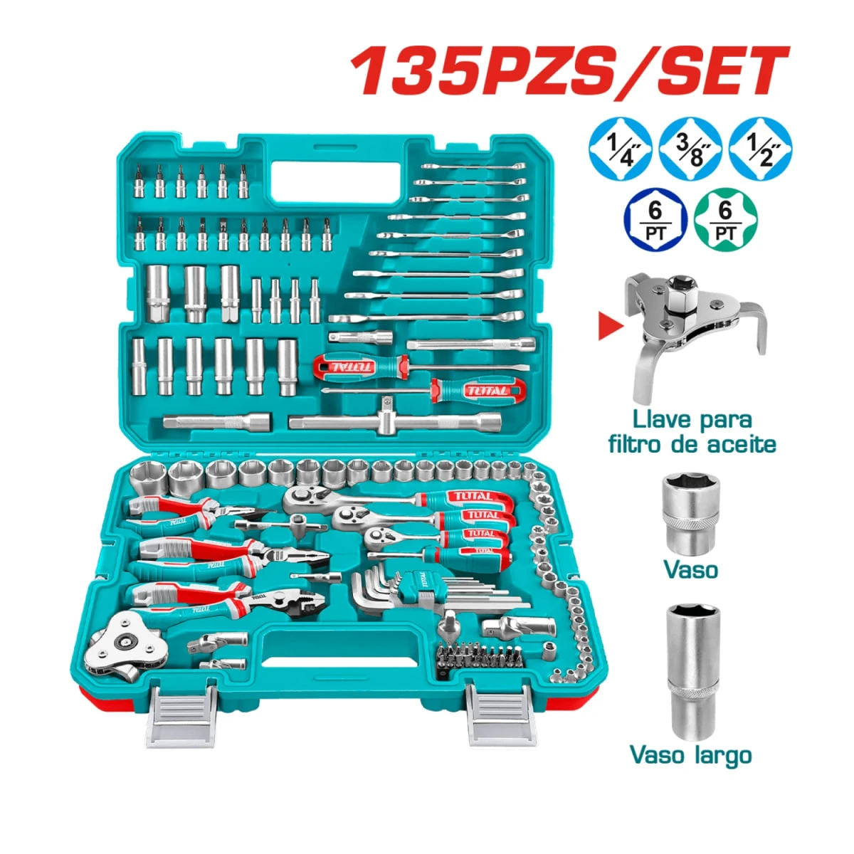 THKTHP21356 Set de herramientas combinadas 135pz total