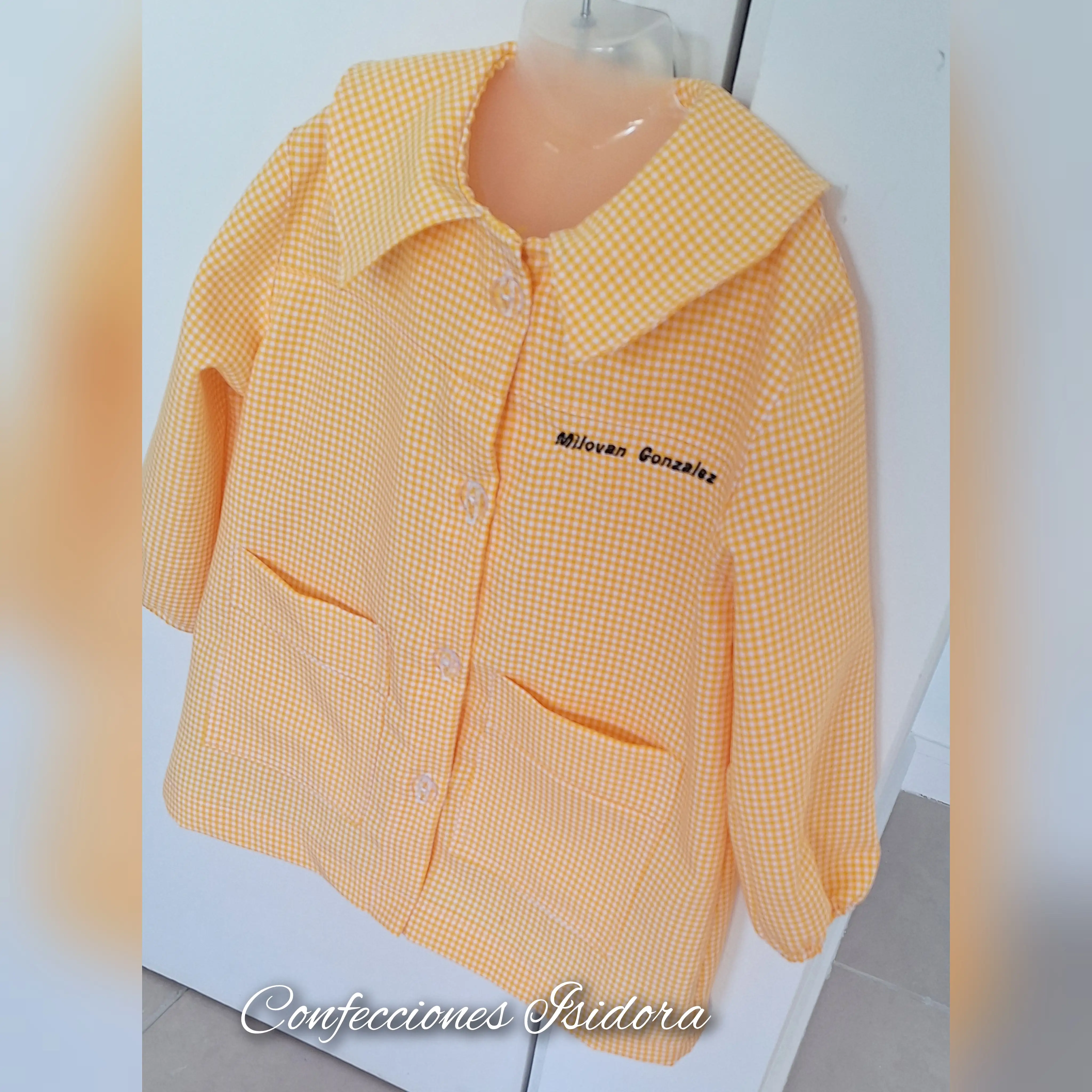Delantal cuadrille amarillo  3