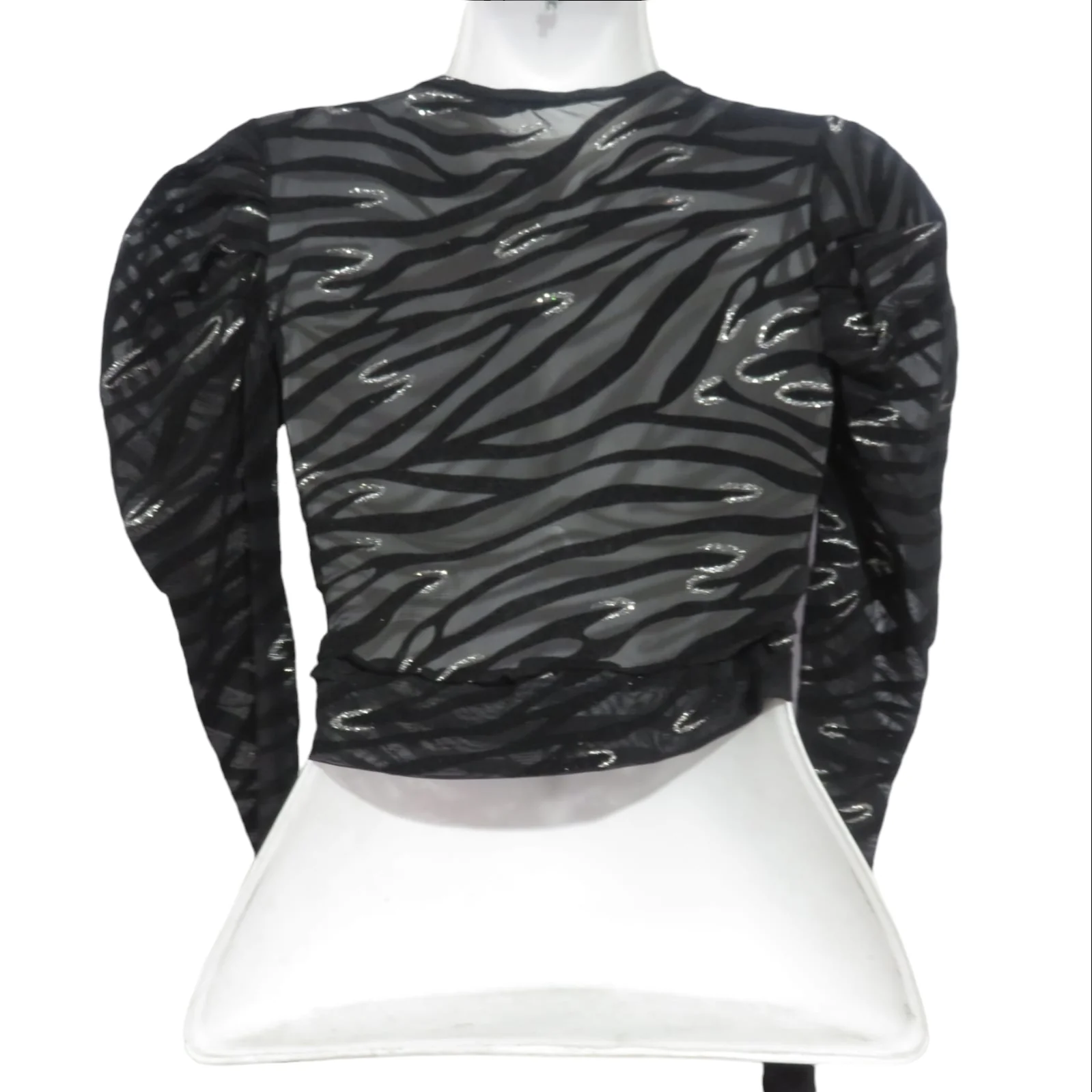 Top transparente negro de cebra cruzado 2