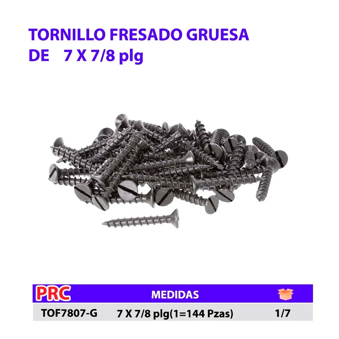 TORNILLO FRESADO (Gruesa/144pz) 7/8 X 7"