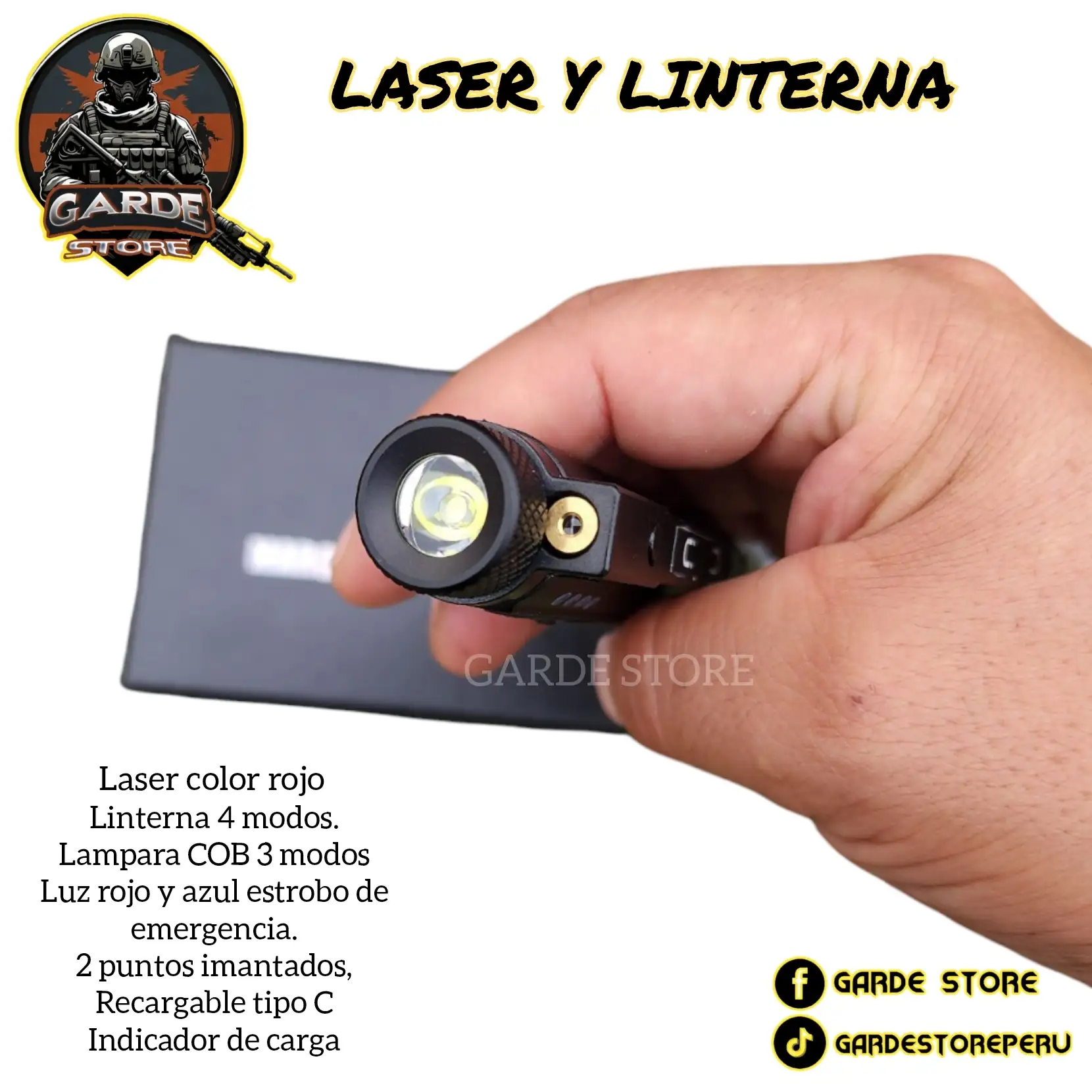 LINTERNA TÁCTICA CON LÁSER Y ESTROBO.  4