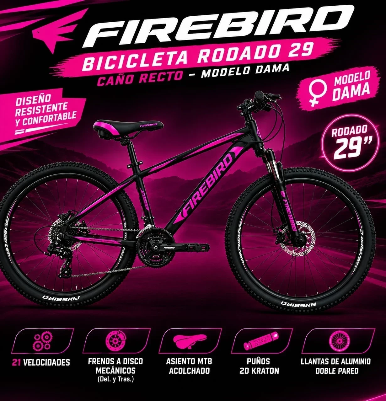 Bicicleta Firebird R29 Acero Dama