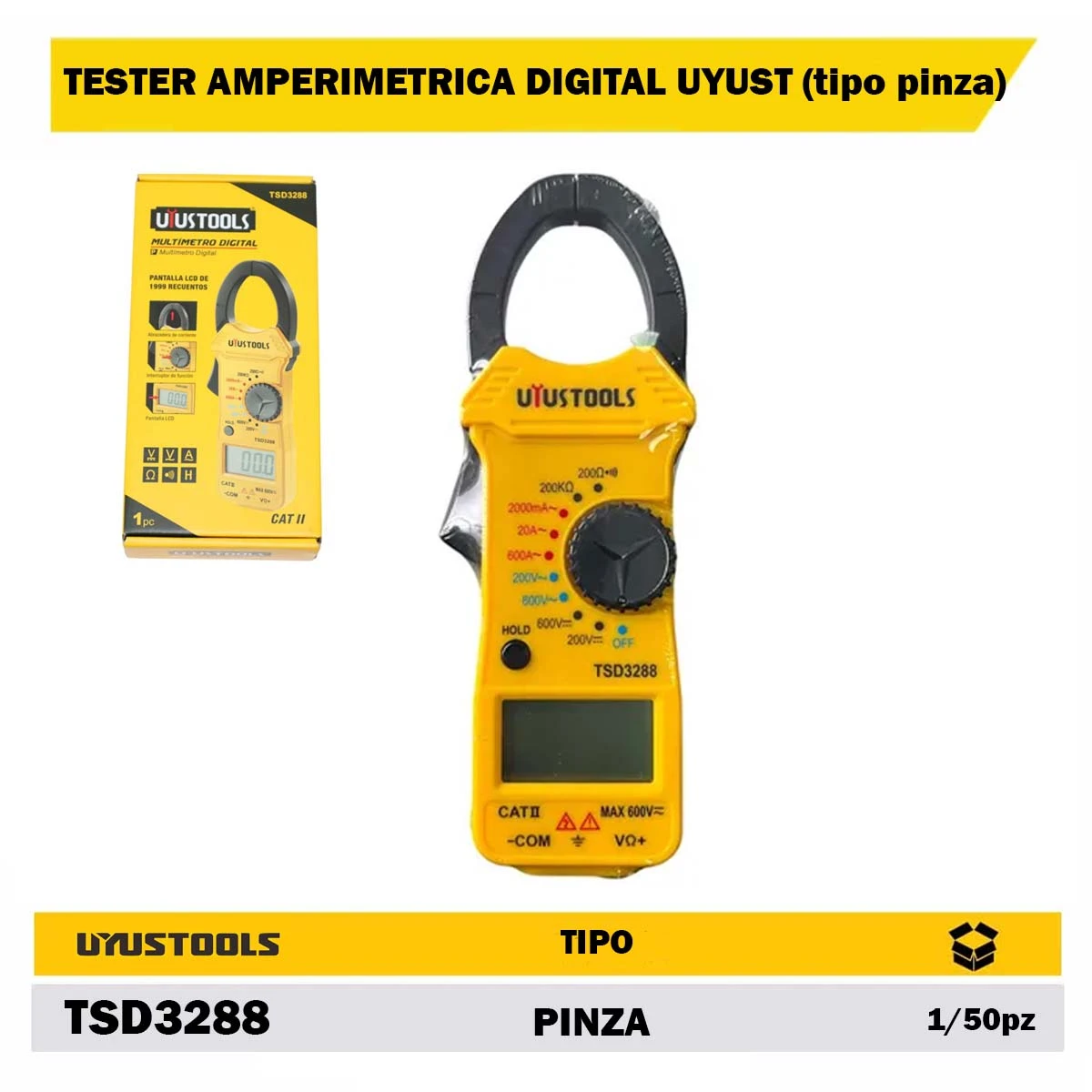 TESTER AMPERIMETRICA DIGITAL UYUST (tipo pinza)
