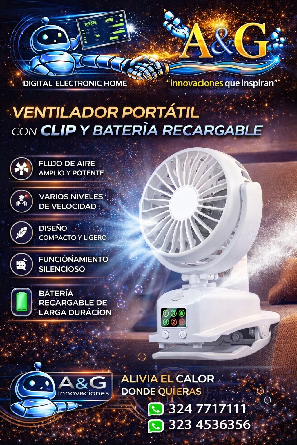 Ventilador de pinza con aspersor