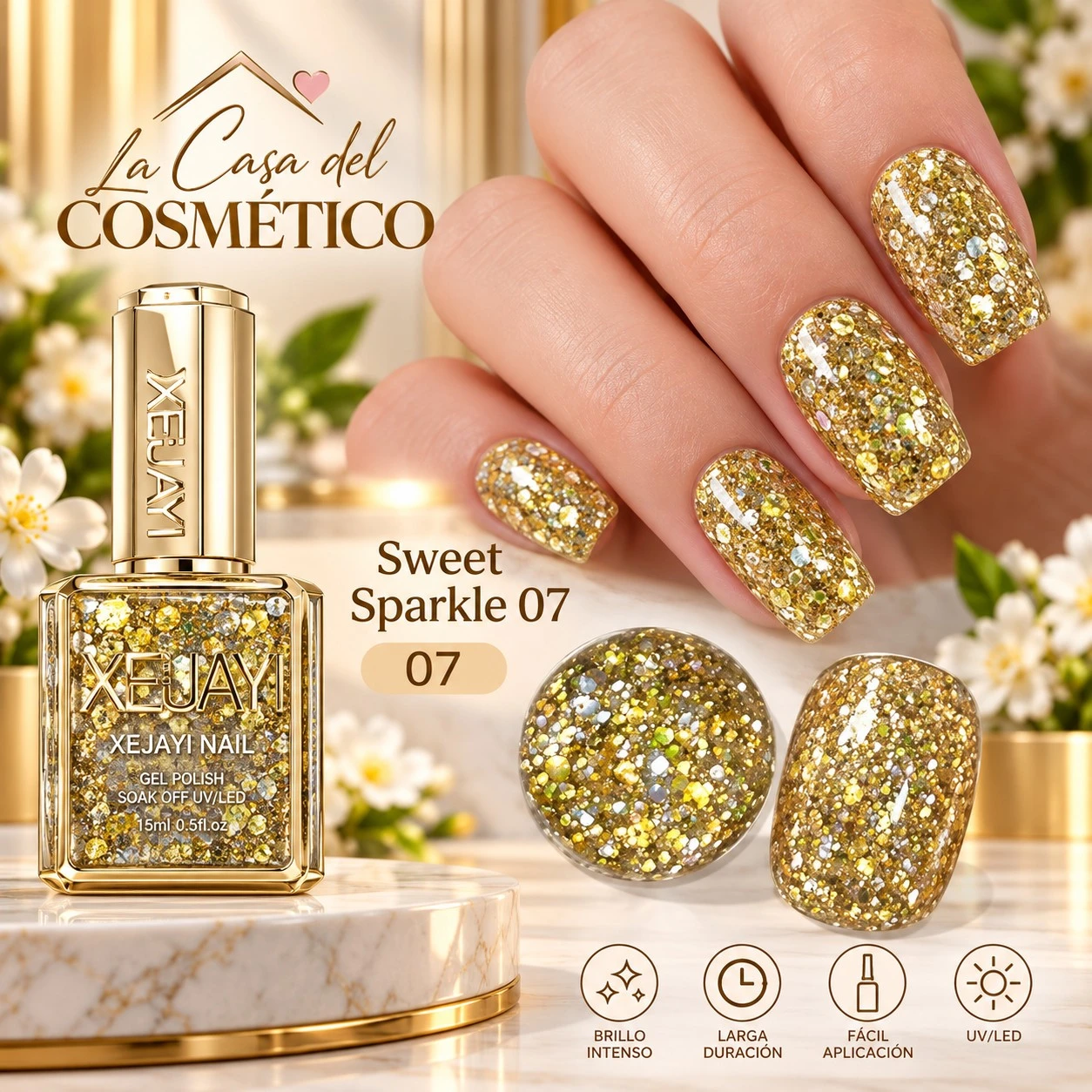xeljayi esmalte 07 escarchado dorado
