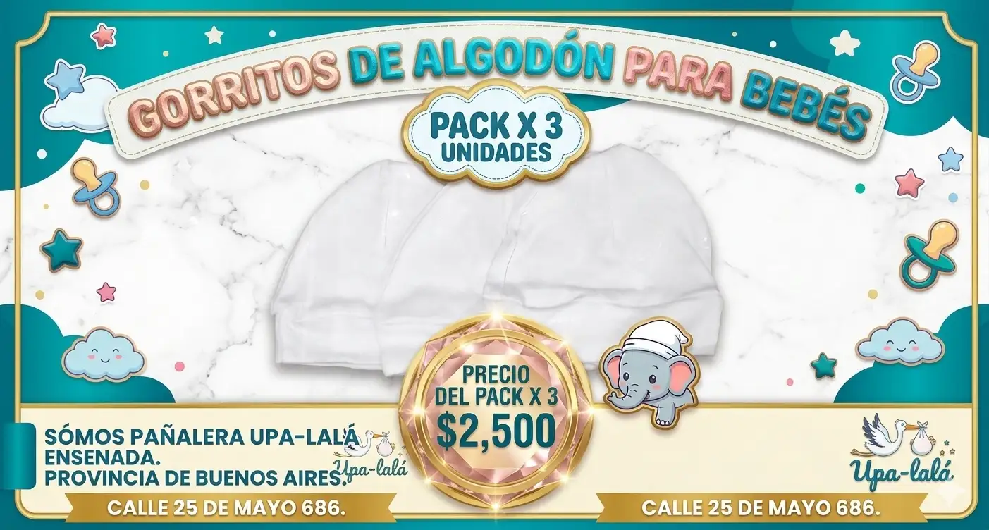 Pack x 3 de gorritos de algodón 