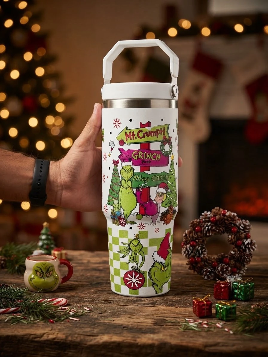 TERMO DE ACERO INOXIDABLE EL GRINCH 900 ML 4