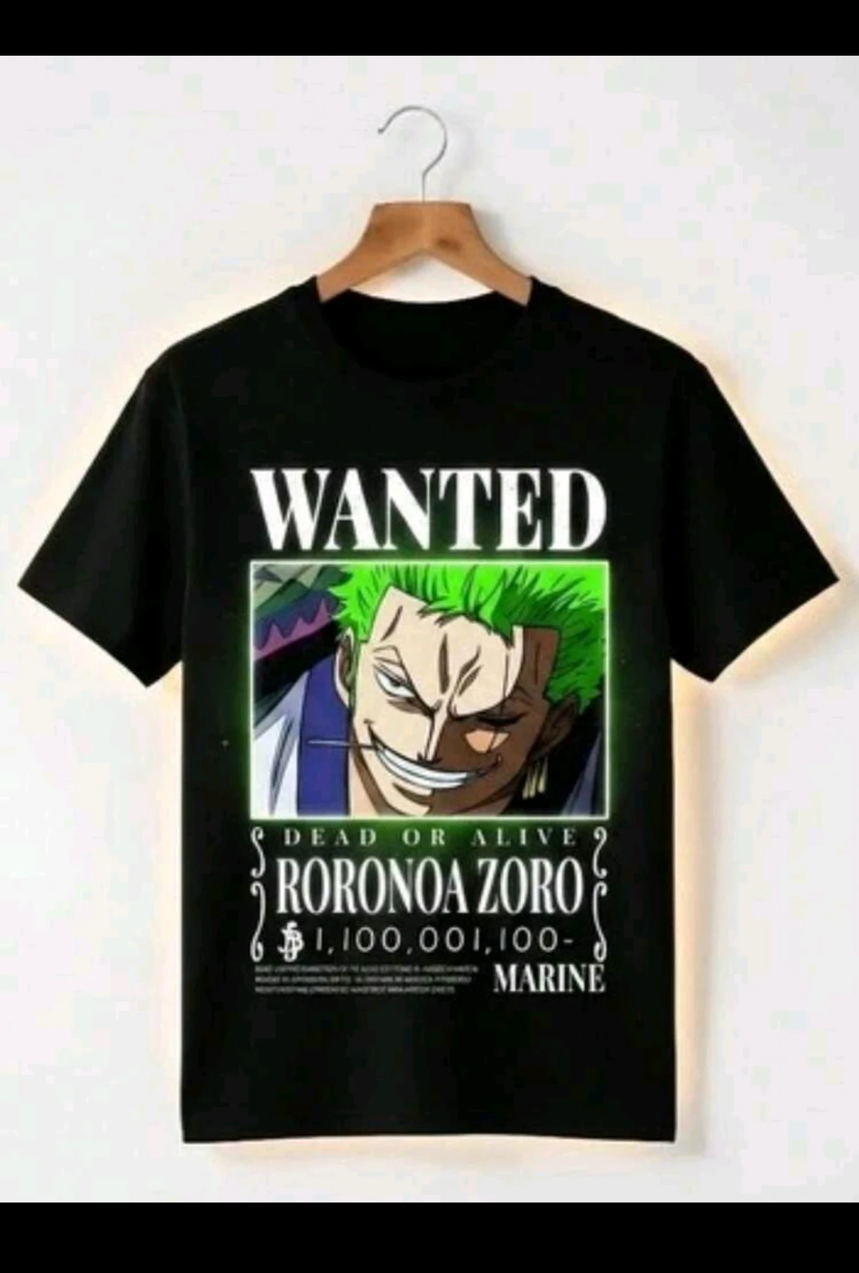 Camisa Anime One Piece Roronoa Zoro - Franela Táctica "WANTED" Premium