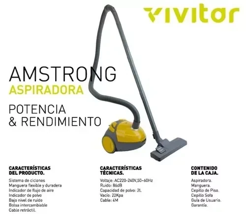 Aspiradora VIVITAR Amstrong C/Bolsa 1600w As9121 2