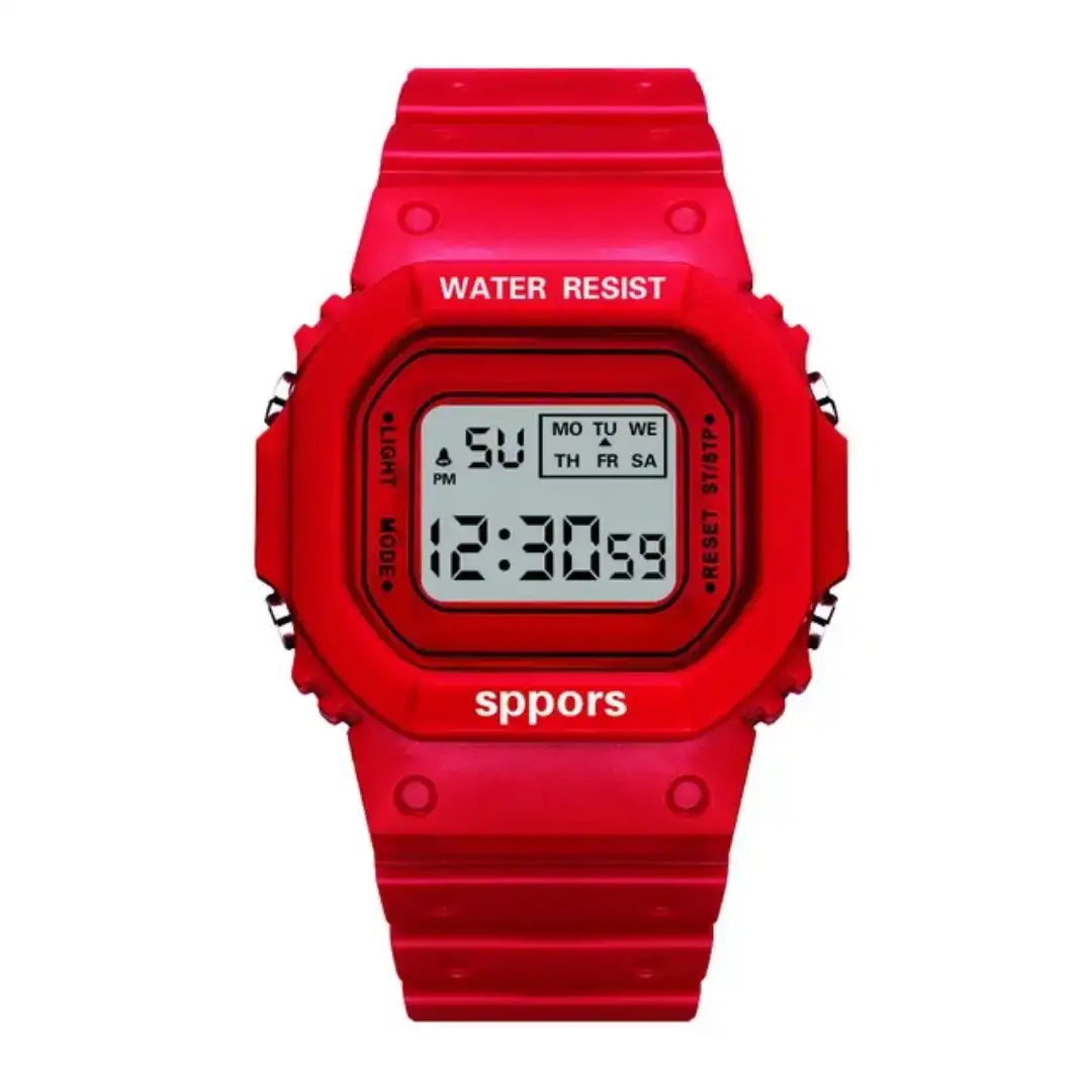 Reloj Deportivo Digital Cuadrado Rojo
