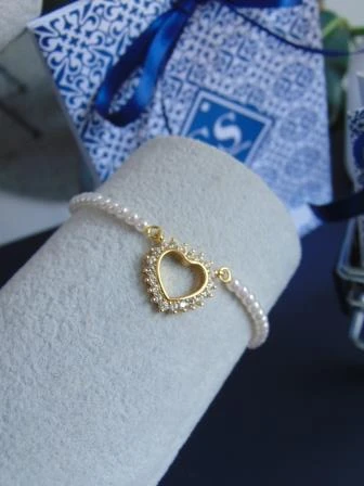 PULSERA RODIO DOR SILUETA CORA PULSO PERLAS