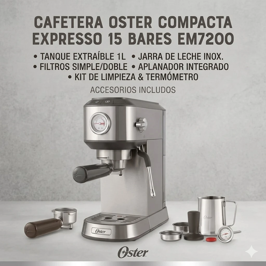 CAFETERA OSTER COMPACTA EXPRESSO 15 BARES EM7200