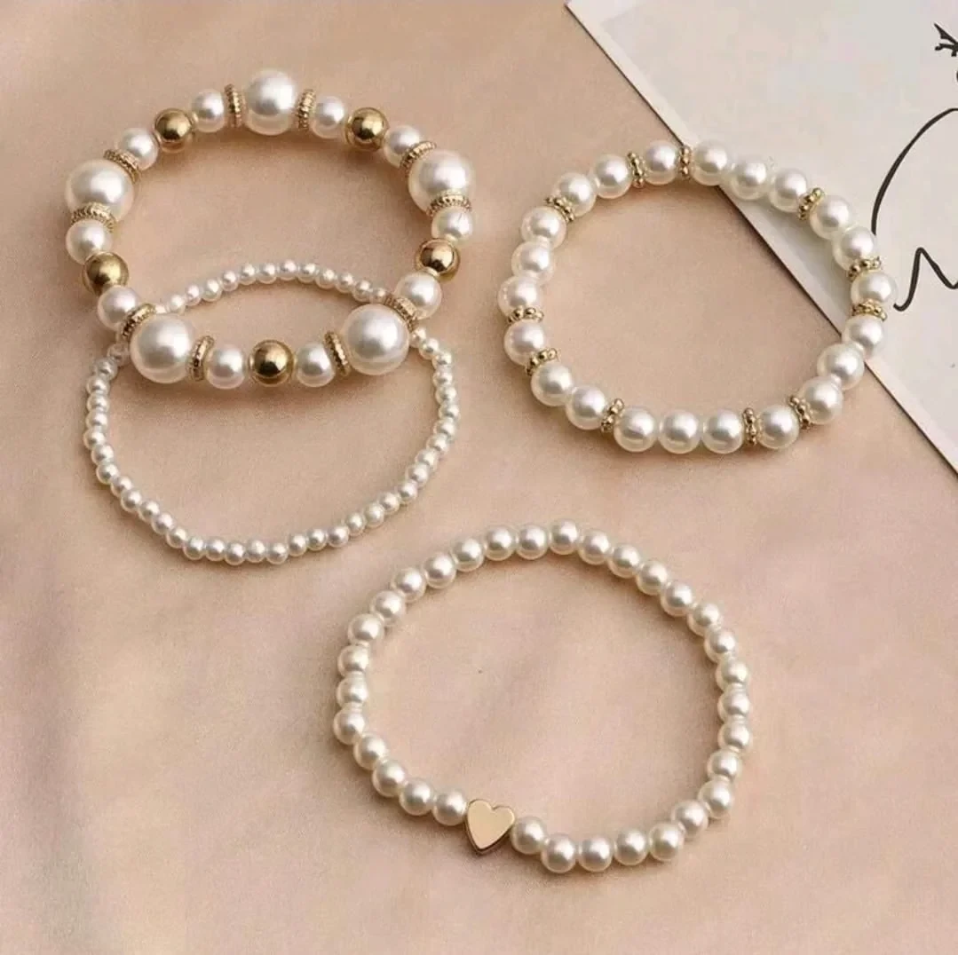 Hermosa set de pulseras de perlas cultivadas  2