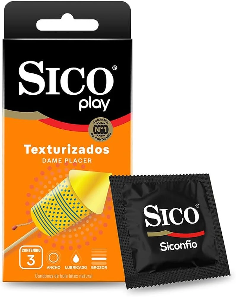 Sico Play Texturizado Condón de látex cartera 3 piezas