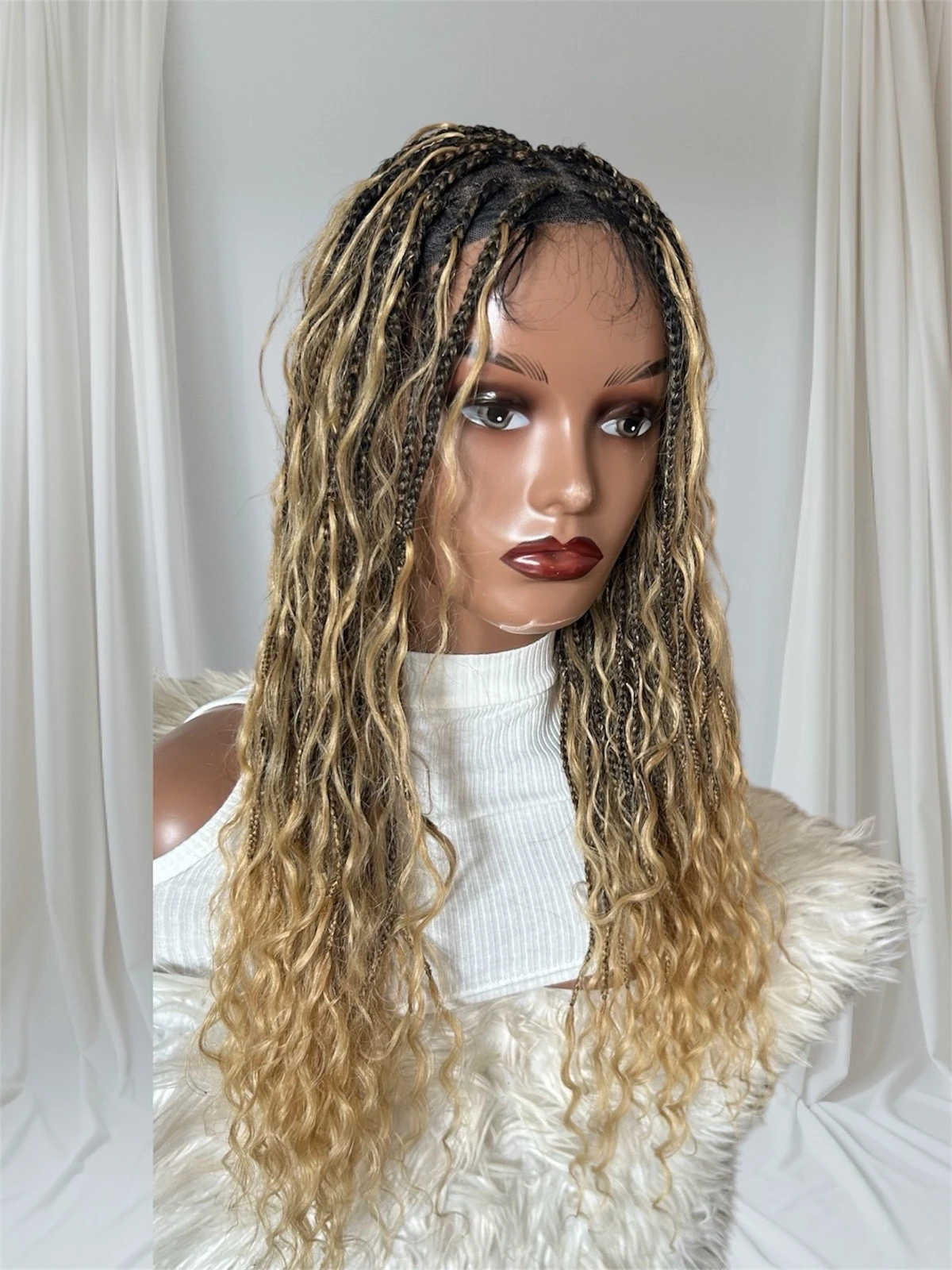Peluca  de trenzas mezclada , 24 pulgadas, frontal lace 360 3