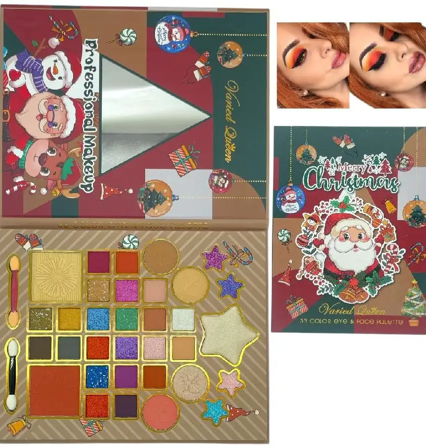 Paleta de sombras x33 tonos con espejo y aplicadores merry christman 