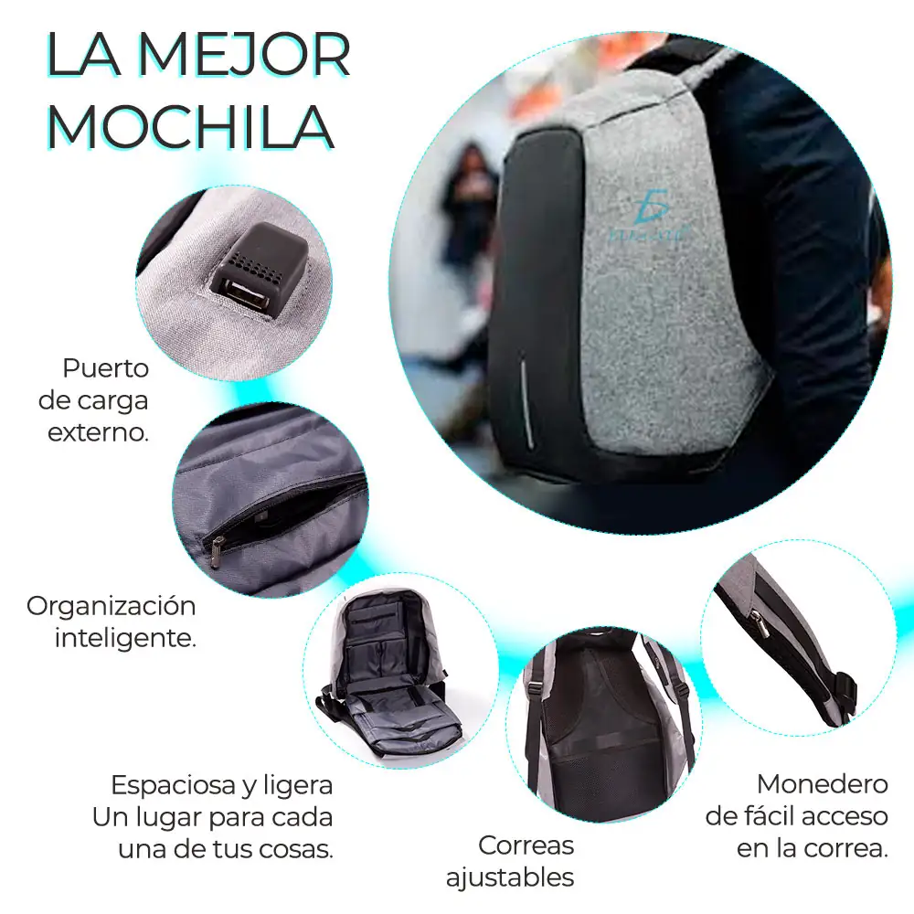 Mochila Grande Con Puerto Usb  2