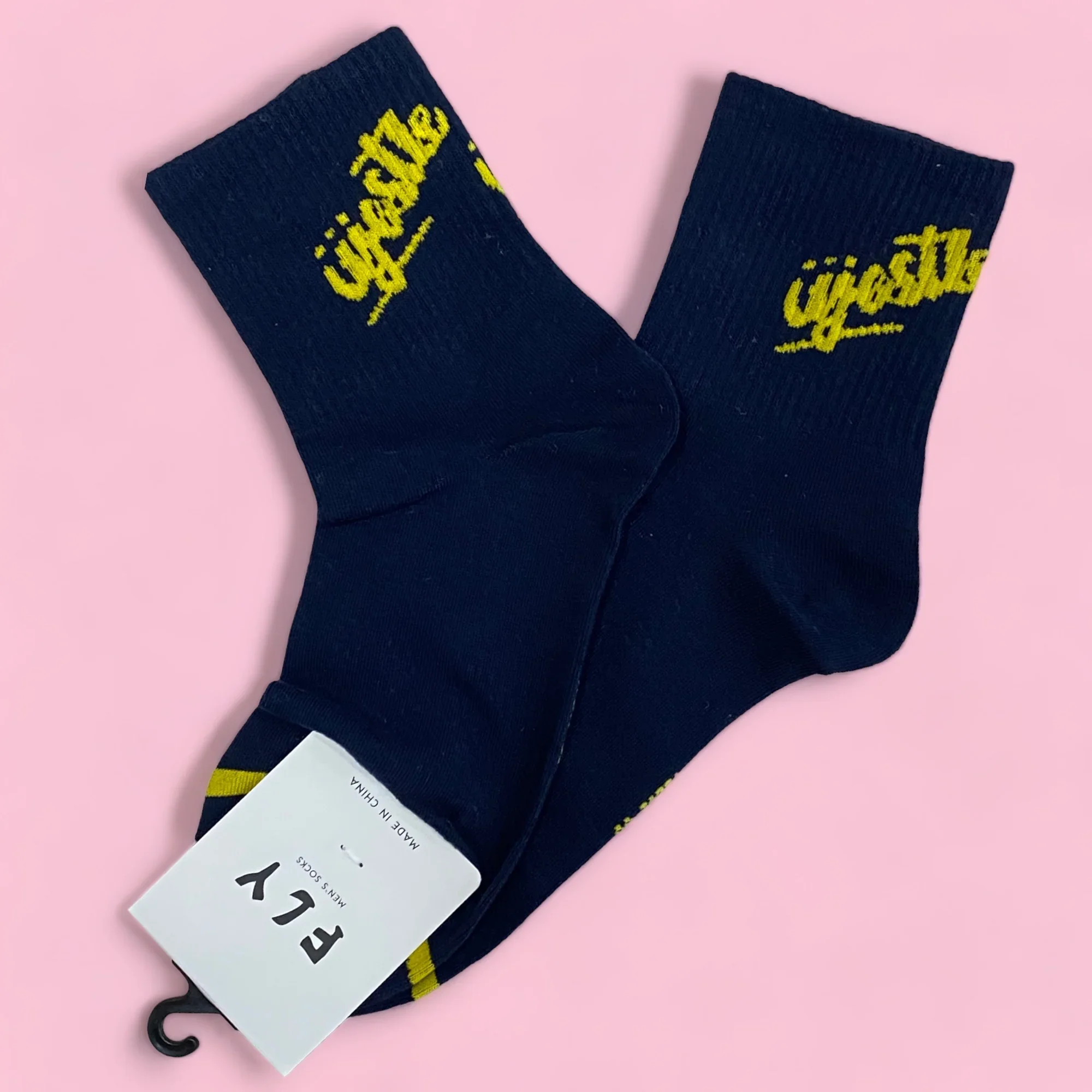 Medias azul con amarillo