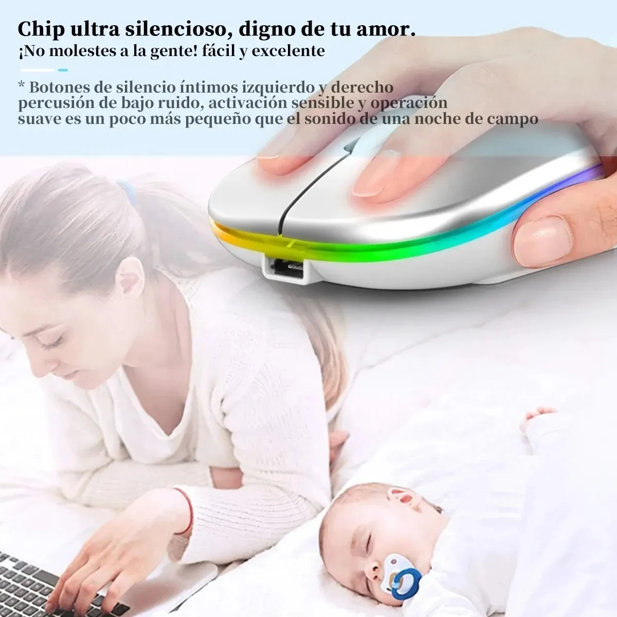 Mouse Inalámbrico Recargable Usb Silencioso Dual Bluetooth 3