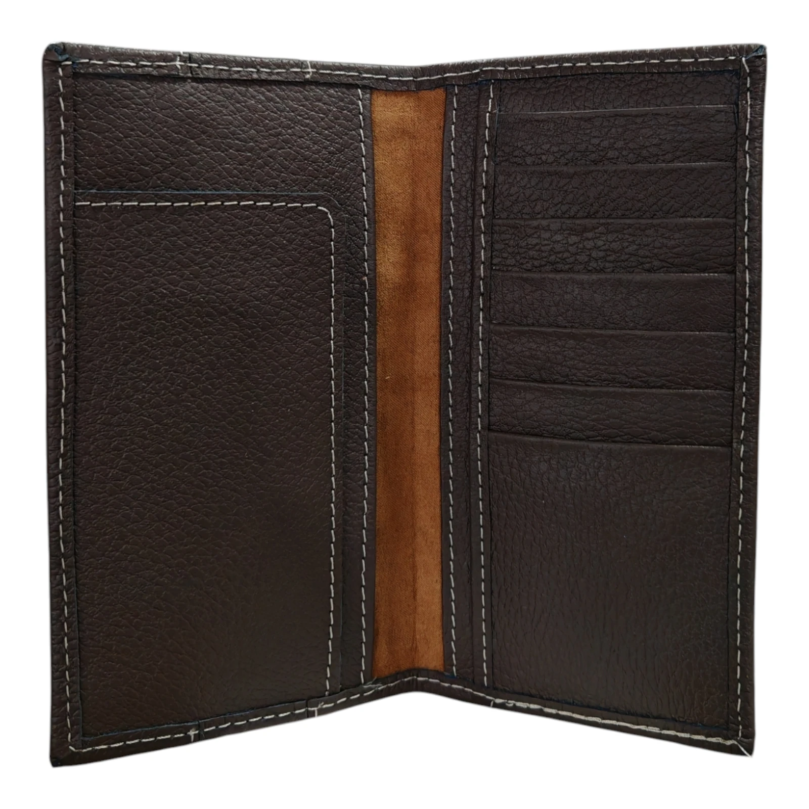 Billetera estilo tejana cuero cafe croshkid 3