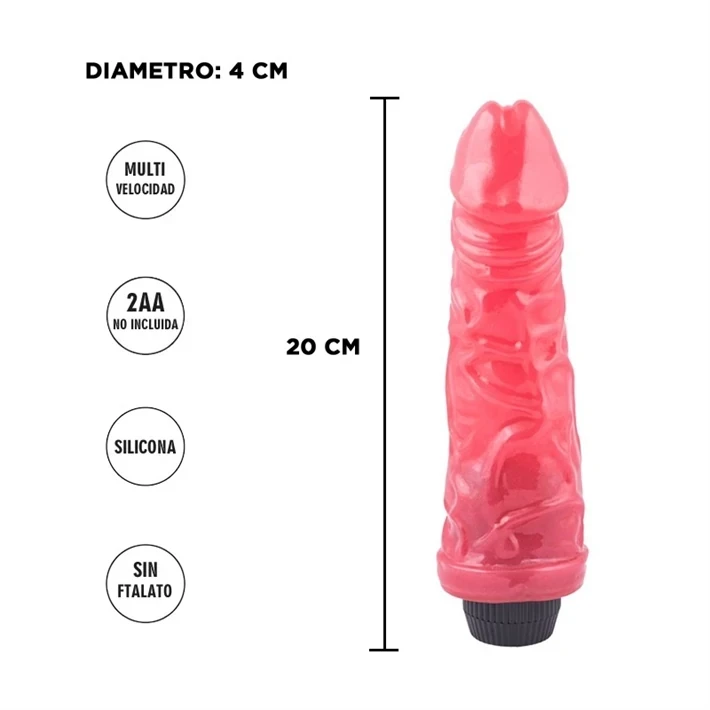 Dildo vibrador americano grande perlado rosa 20x4cm