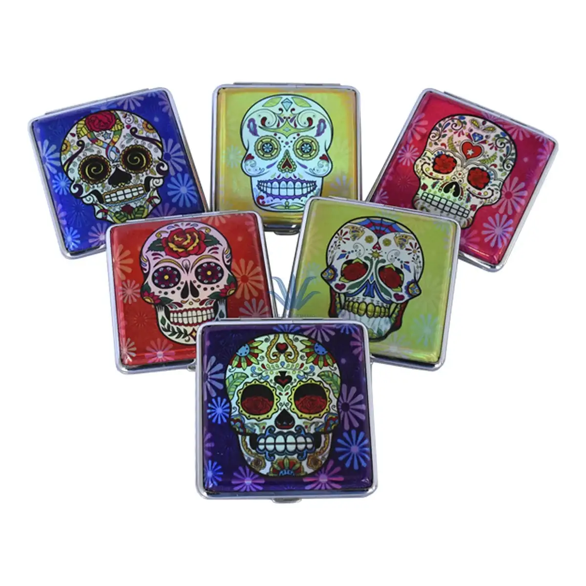 Cigarrera Metalica Catrina Calavera (varios Colores)