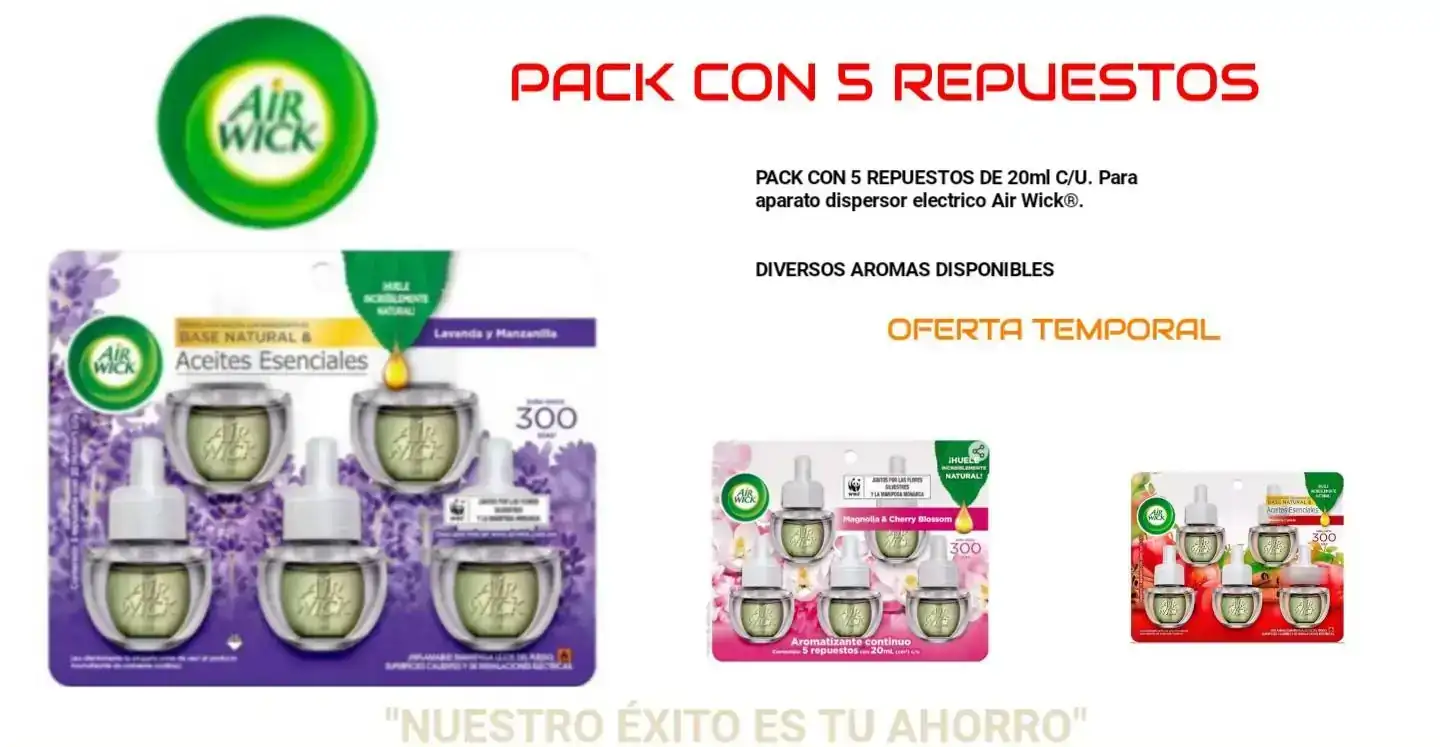 Air Wick 5 Repuestos 20ml aceites esenciales 