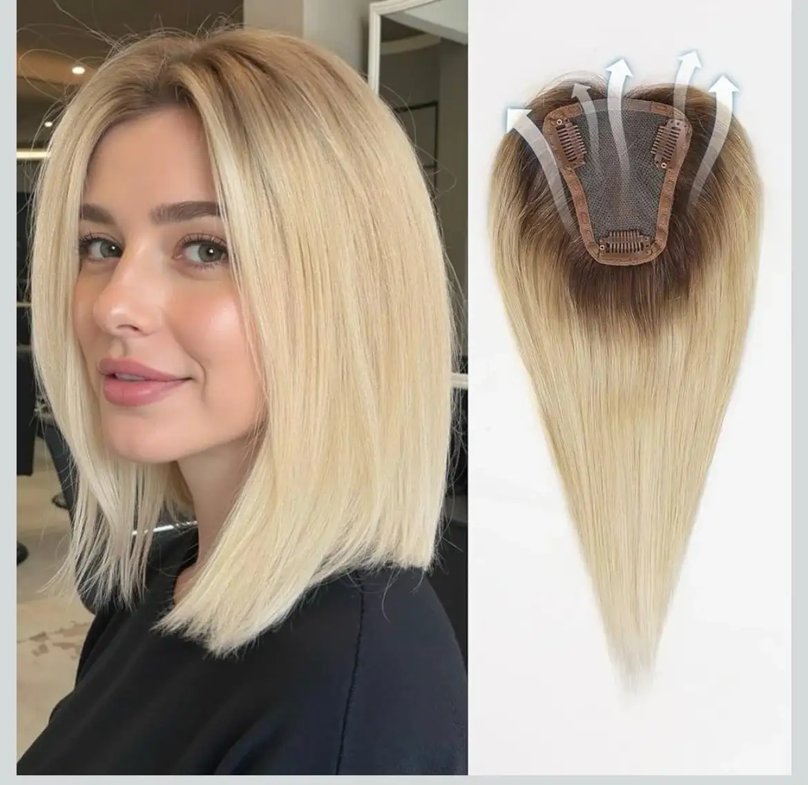 Topper cabello humano 14” ombre 4/613