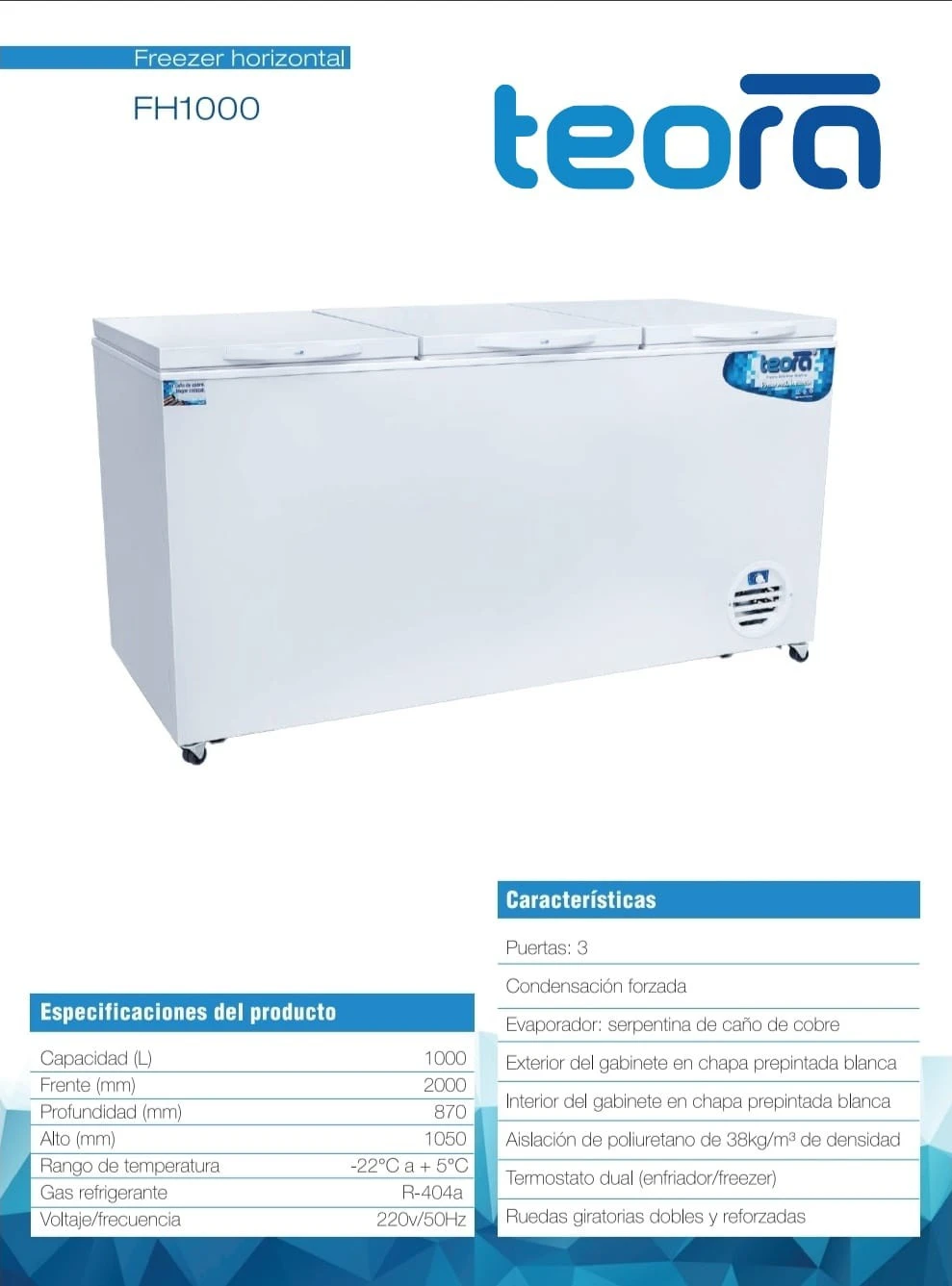 FREEZER TEORA FH1000 3 TAPAS