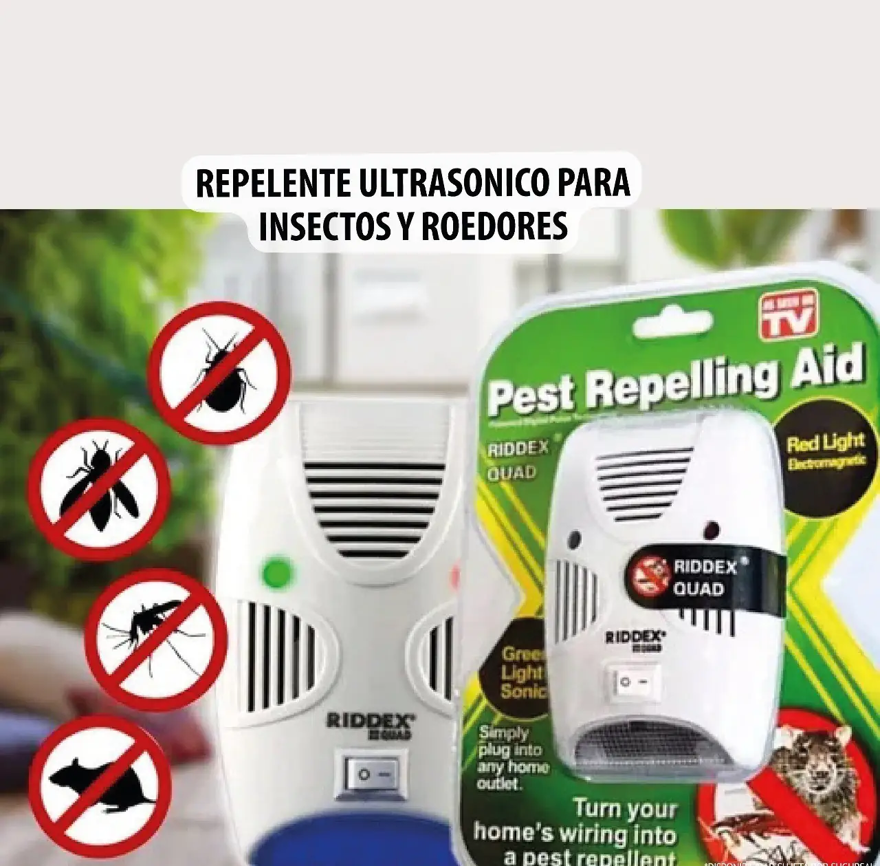 Repelente Ultrasónico para Insectos y Roedores