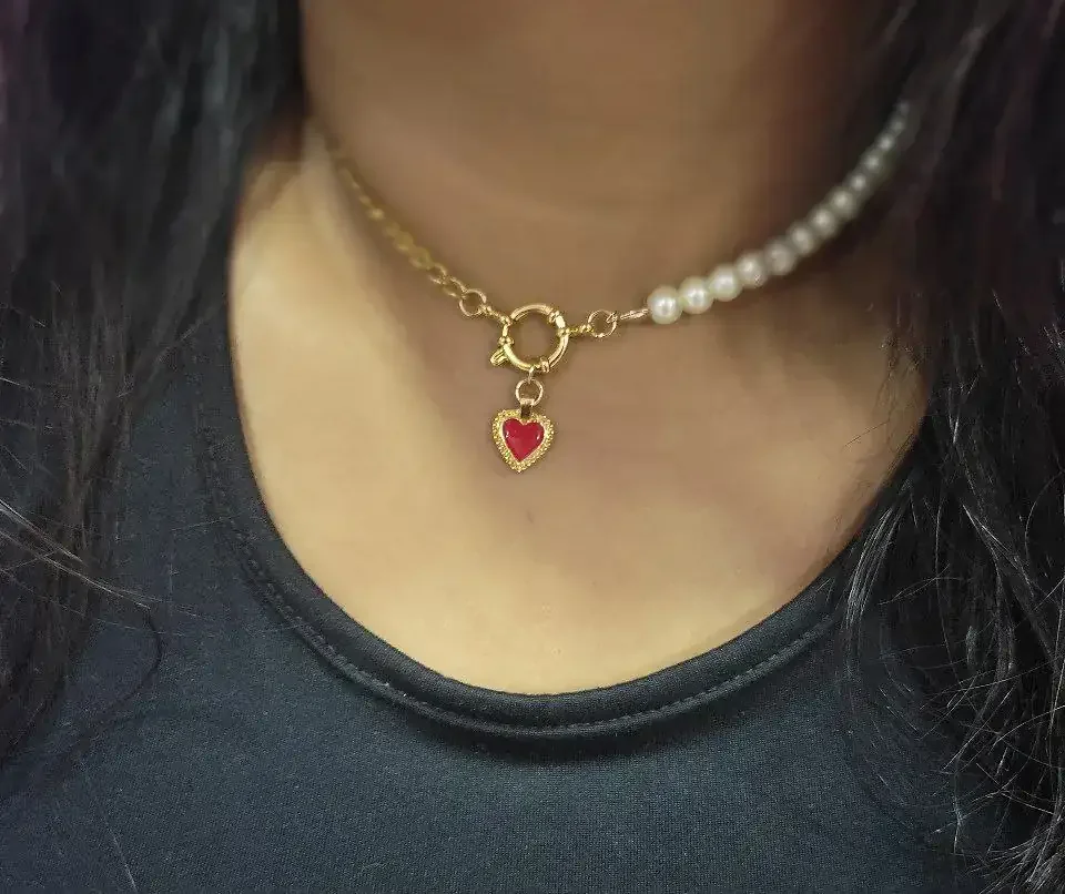 CHOKER CUBANA PERLAS LOVE 2