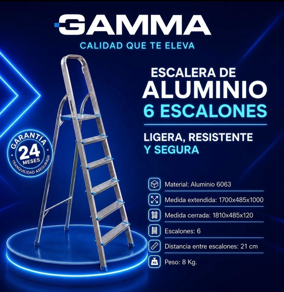 ESCALERA DE ALUMINIO GAMMA 6 ESCALONES 