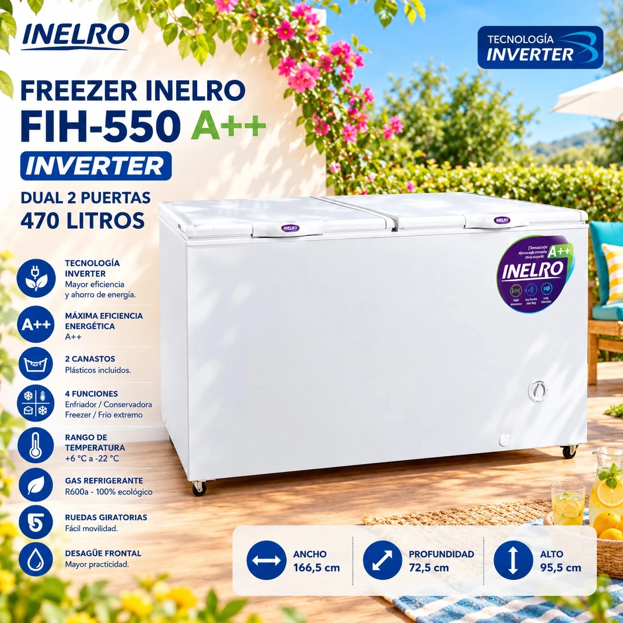 FREEZER INELRO FIH-550 A++ INVERTER-470lt