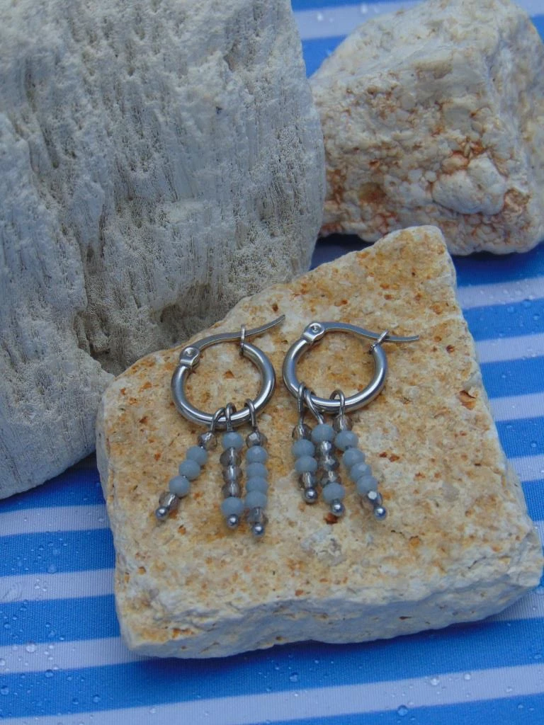 CANDONGAS ACERO PLATE LISA DIJES  MURANO GRIS