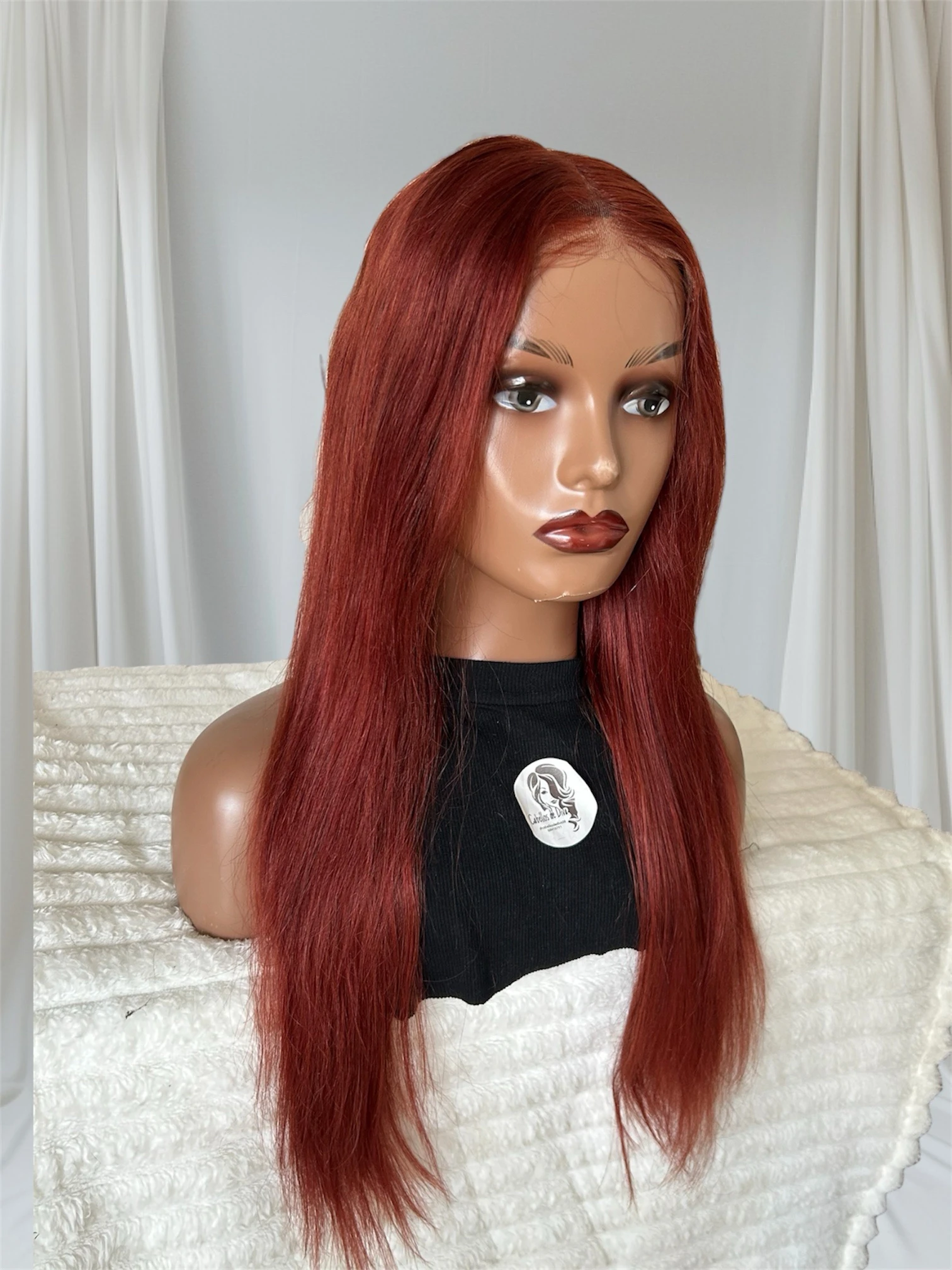Pelucas de cabello humano de color marrón rojizo, frontal lace 13x4 glueless  de 24 pulgadas  2