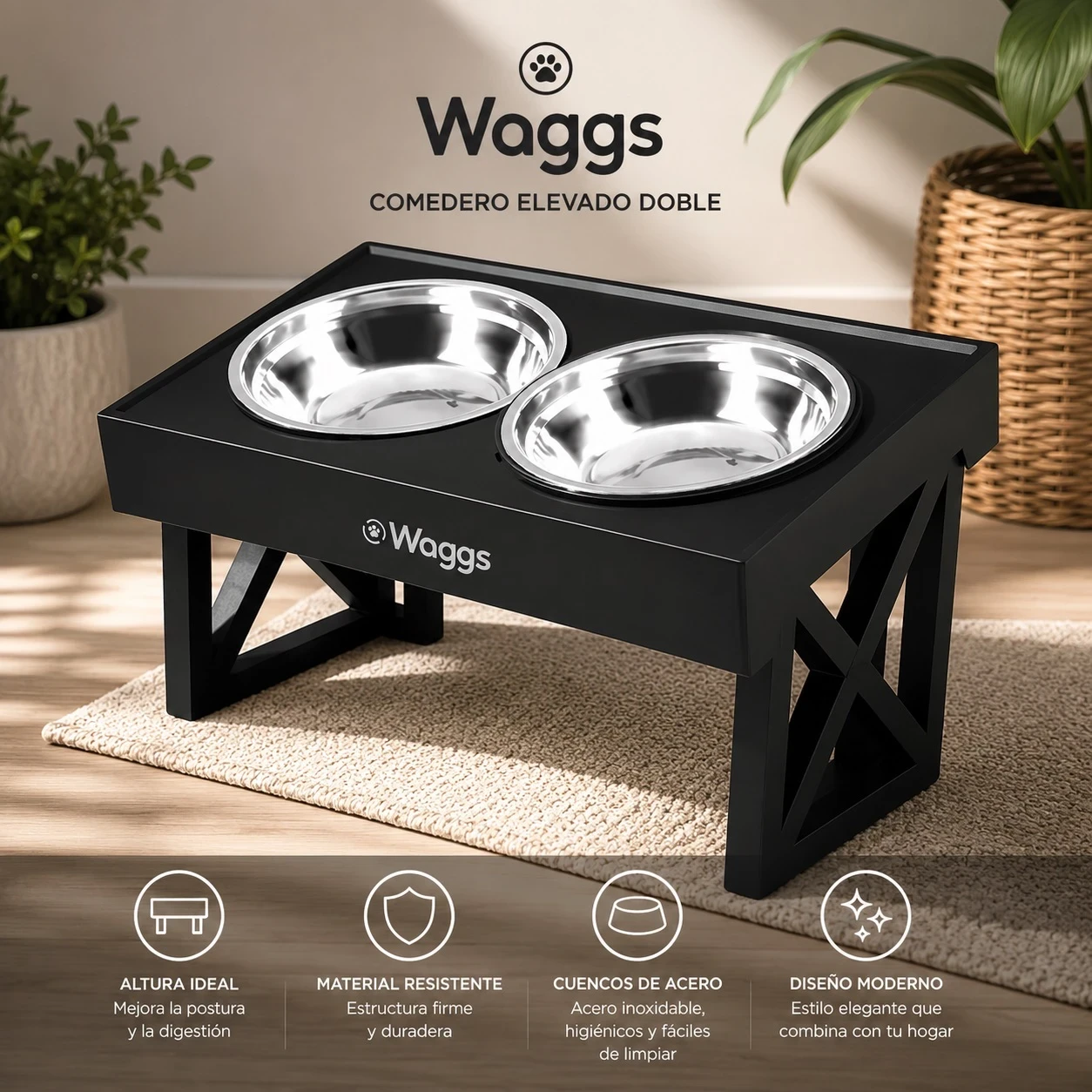 COMEDERO PARA MASCOTAS DOBLE WAGGS 