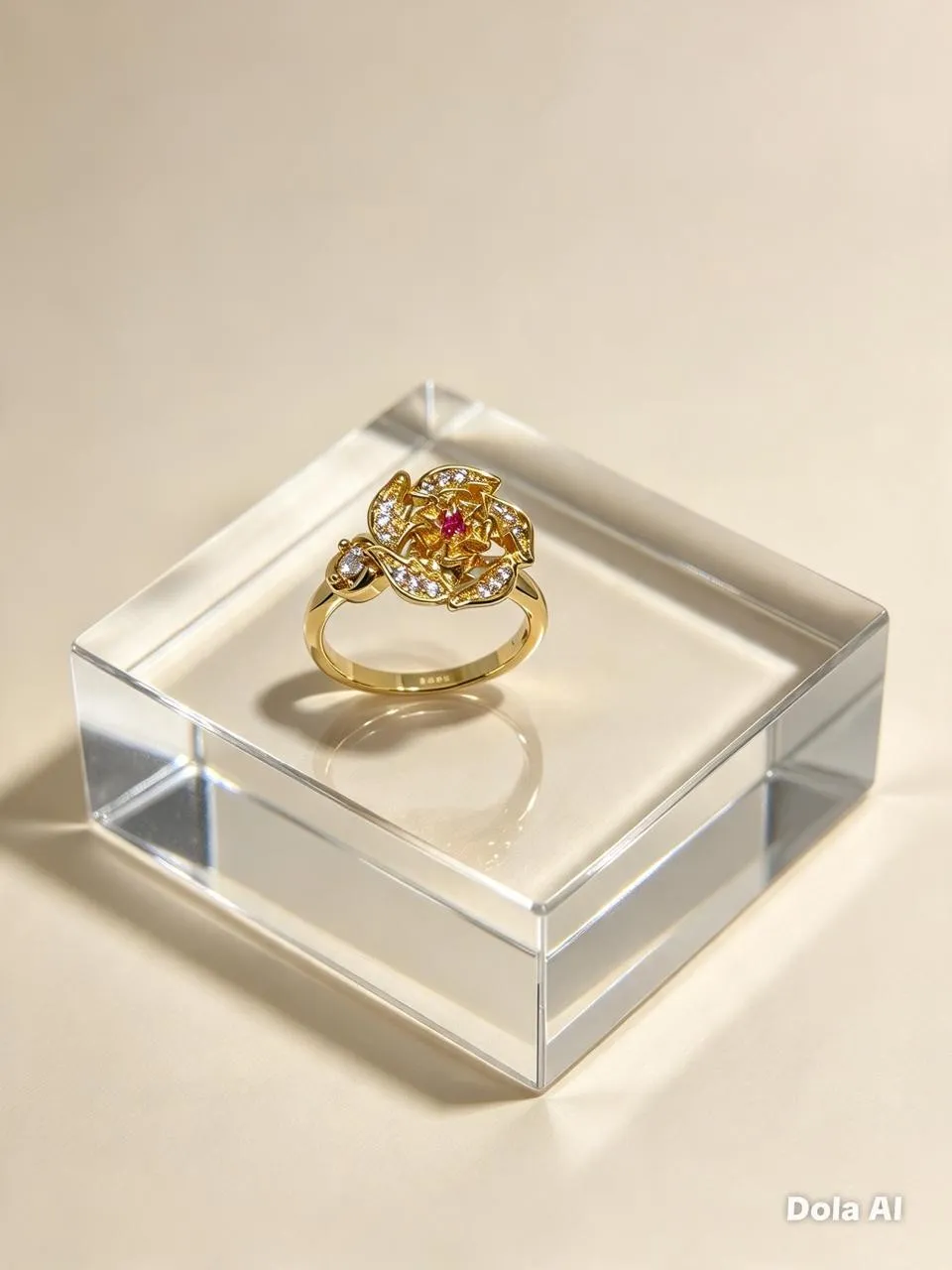 Anillo de flor con pétalos cristal