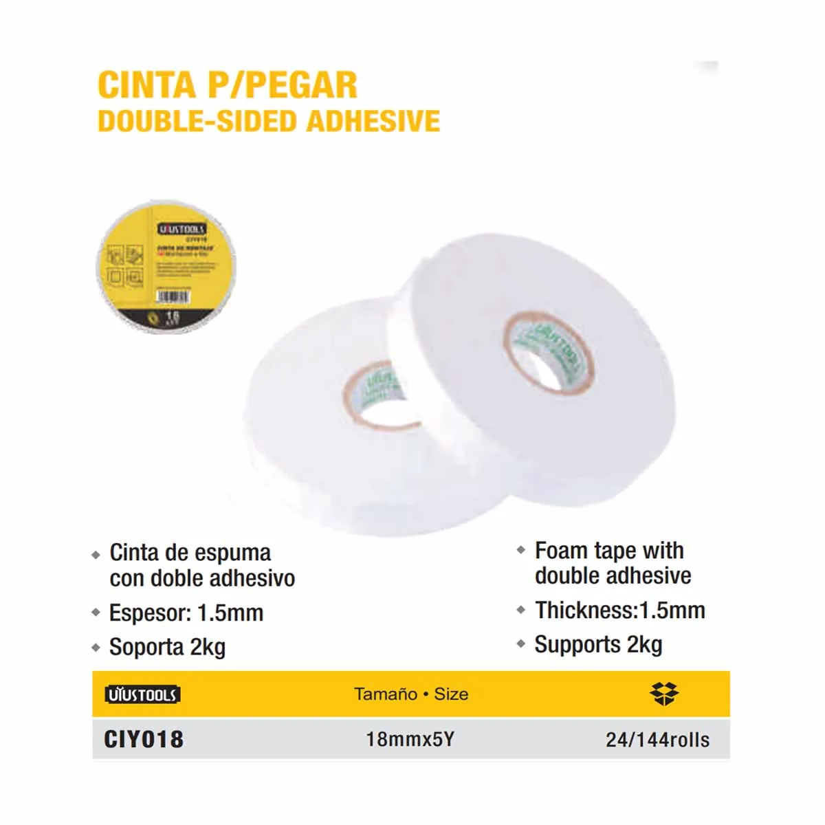 CINTA Doble Contacto UYUST (3/4) 18mm x 5Yd