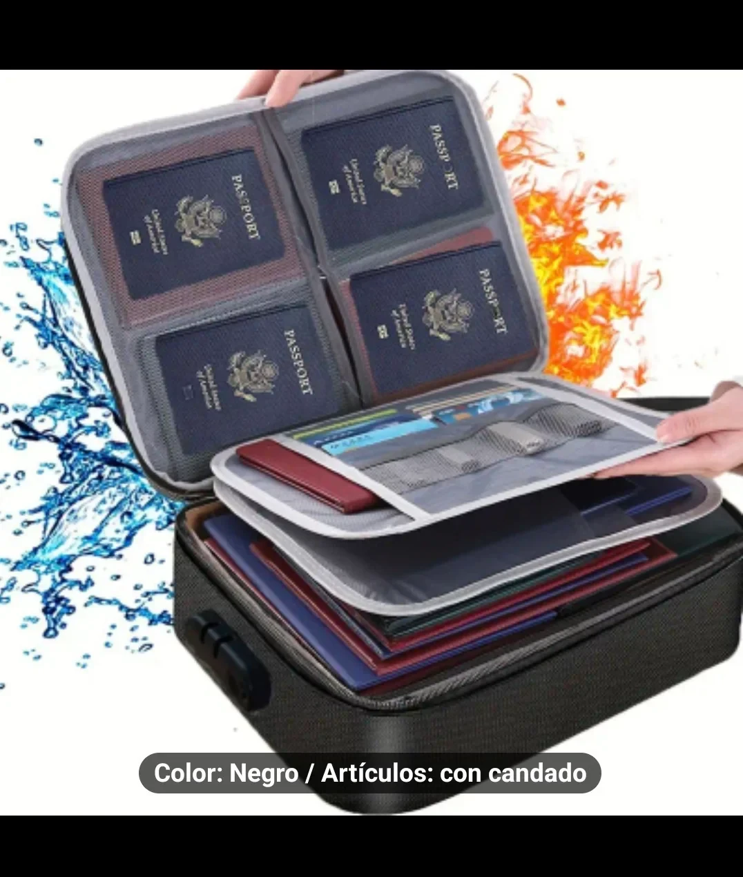 1pc Bolsa de documentos con cerradura de combinación,
