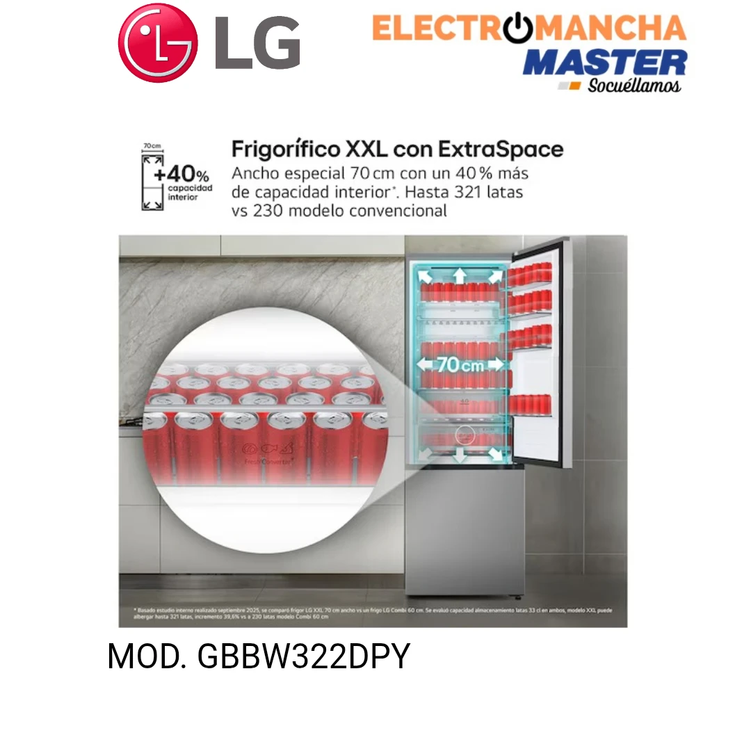 FRIGO COMBI LG GBBW322DPY NF INOX 2,03*70 CLASE D 8
