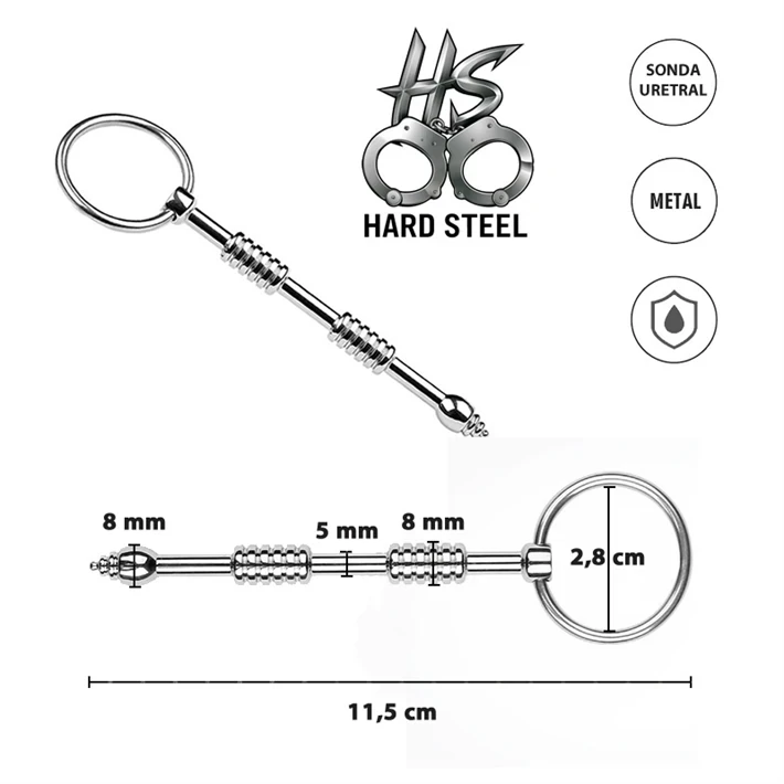 Sonda uretral metalica con anillo para extraccion