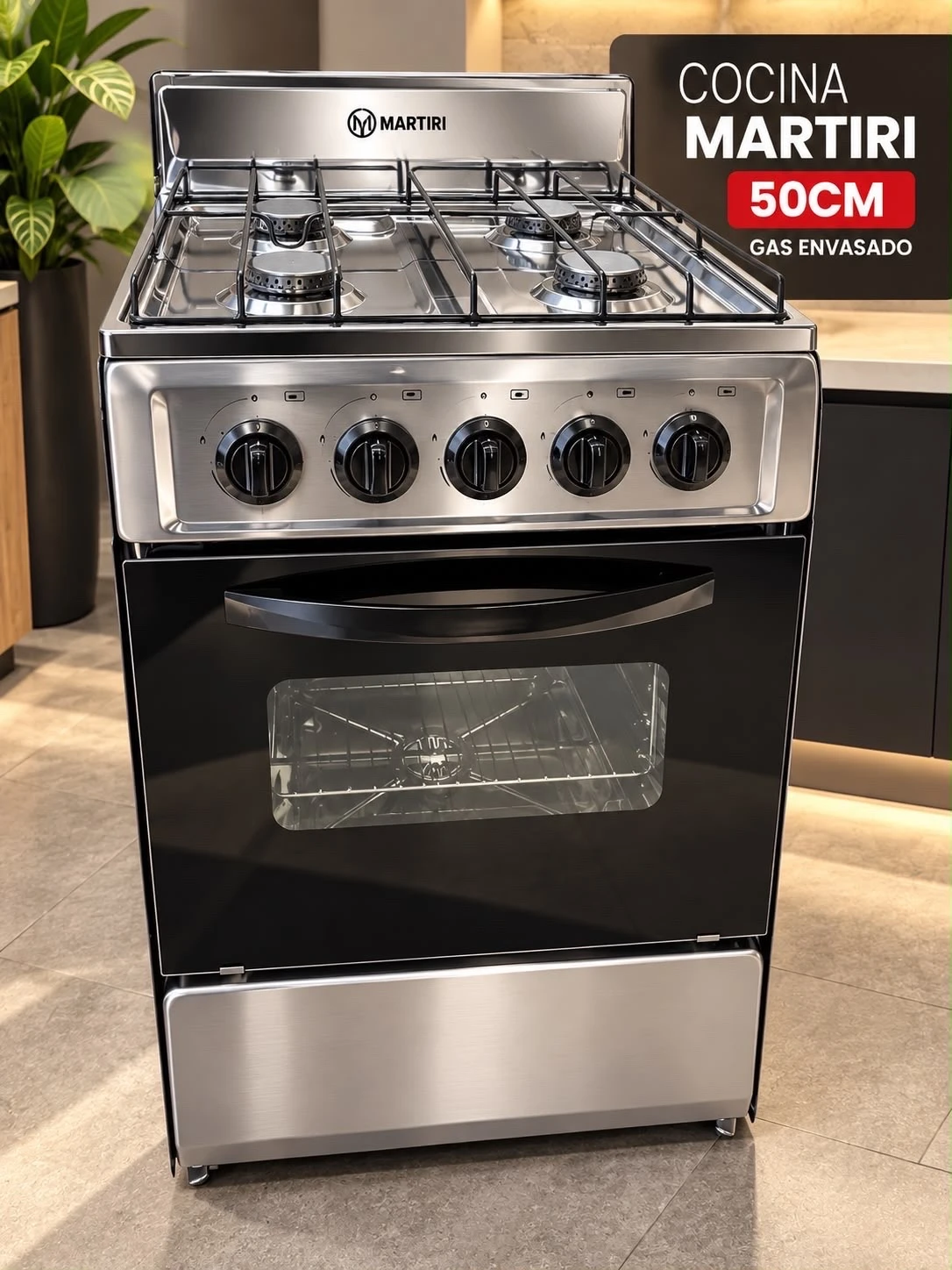COCINA MARTIRI GAS ENVASADO ACERO INOX 