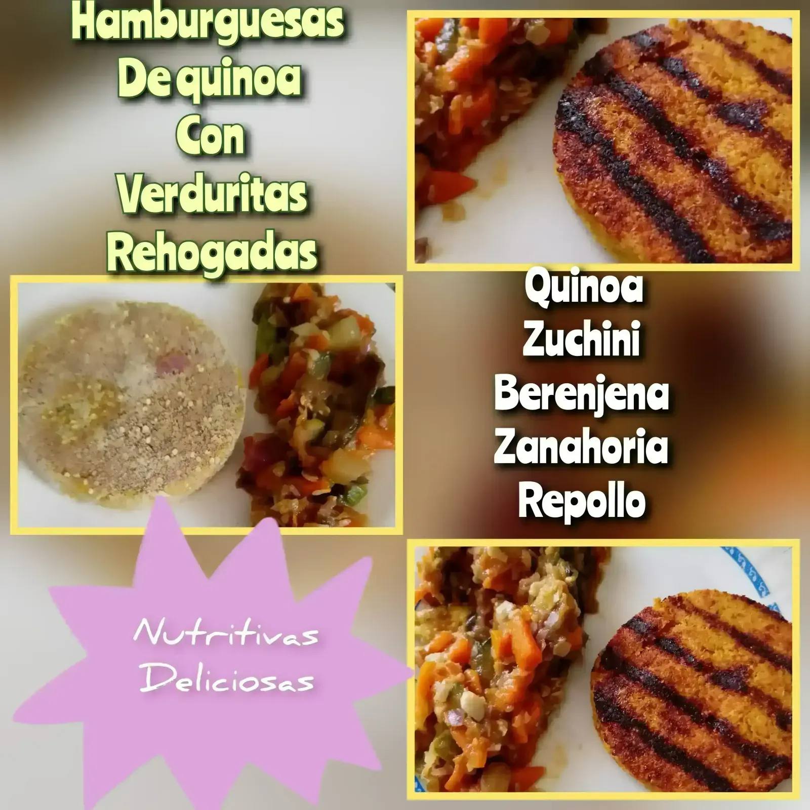 Hamburguesas de quinoa con verduritas rehogadas x4