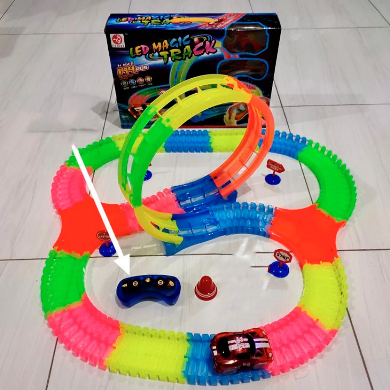 Magi Track Pista Neón Con Luces a Control Remoto 