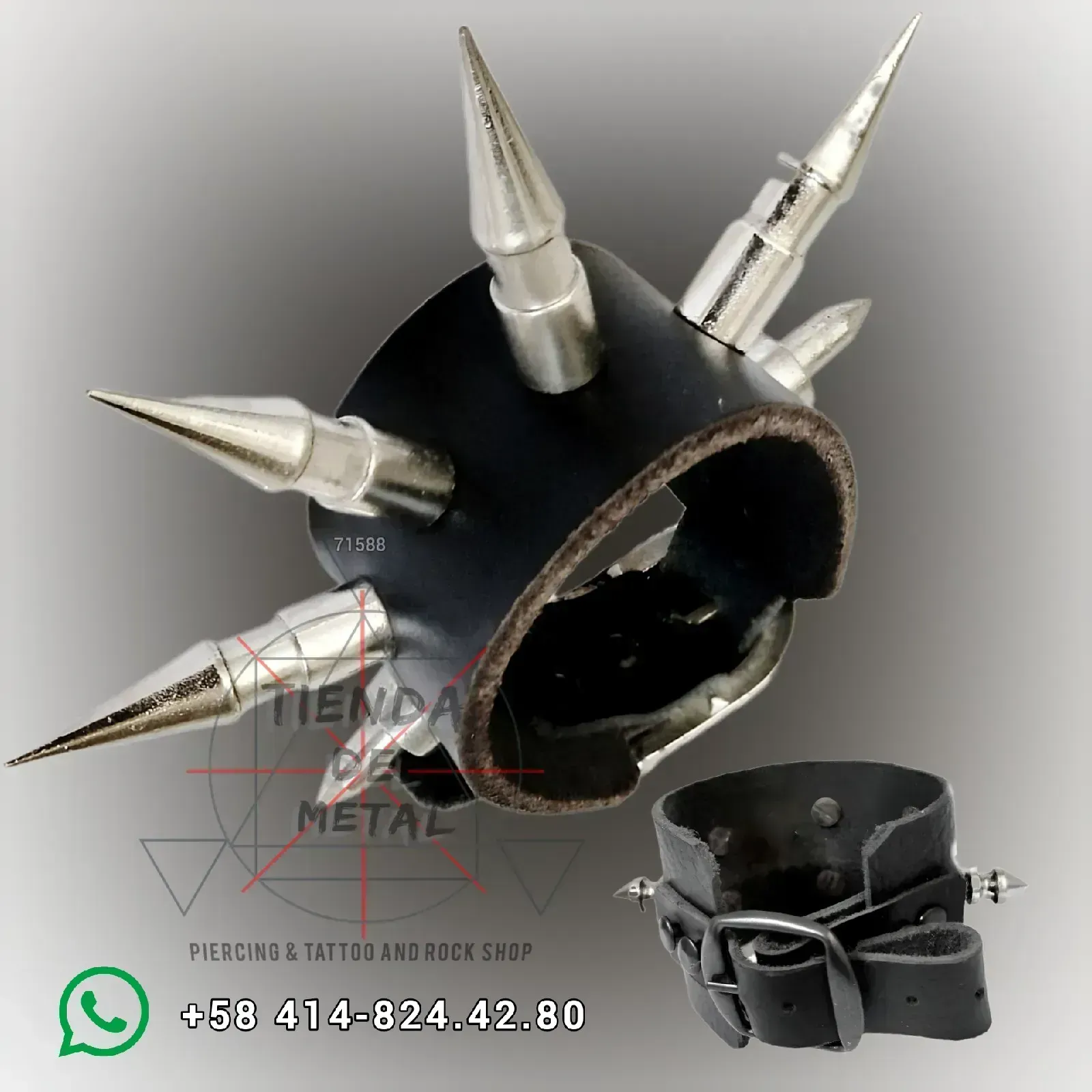 Muñequera Bala - Balas de 4cm Cuero Alta Resistencia - Tienda Del Metal  2