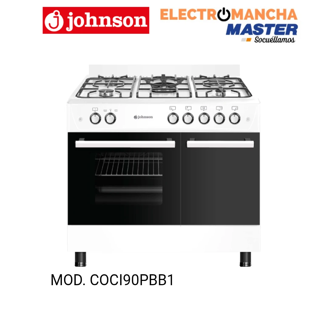 COCINA JOHNSON COCI90PBB1 BLANCA ANCHO 90 CM. 5 FUEGOS 